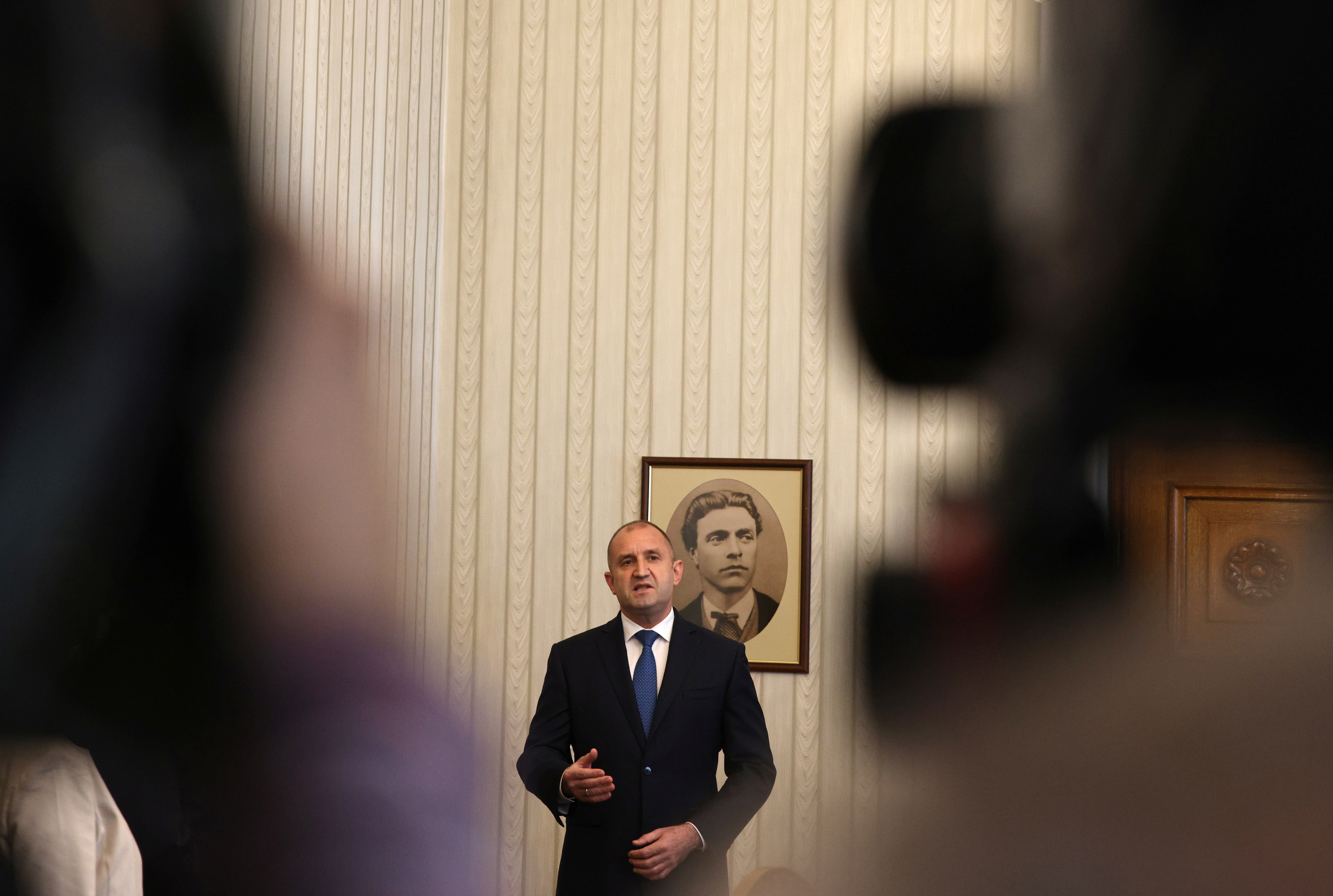 Bulgarian President Radev makes a statement to the media in Sofia