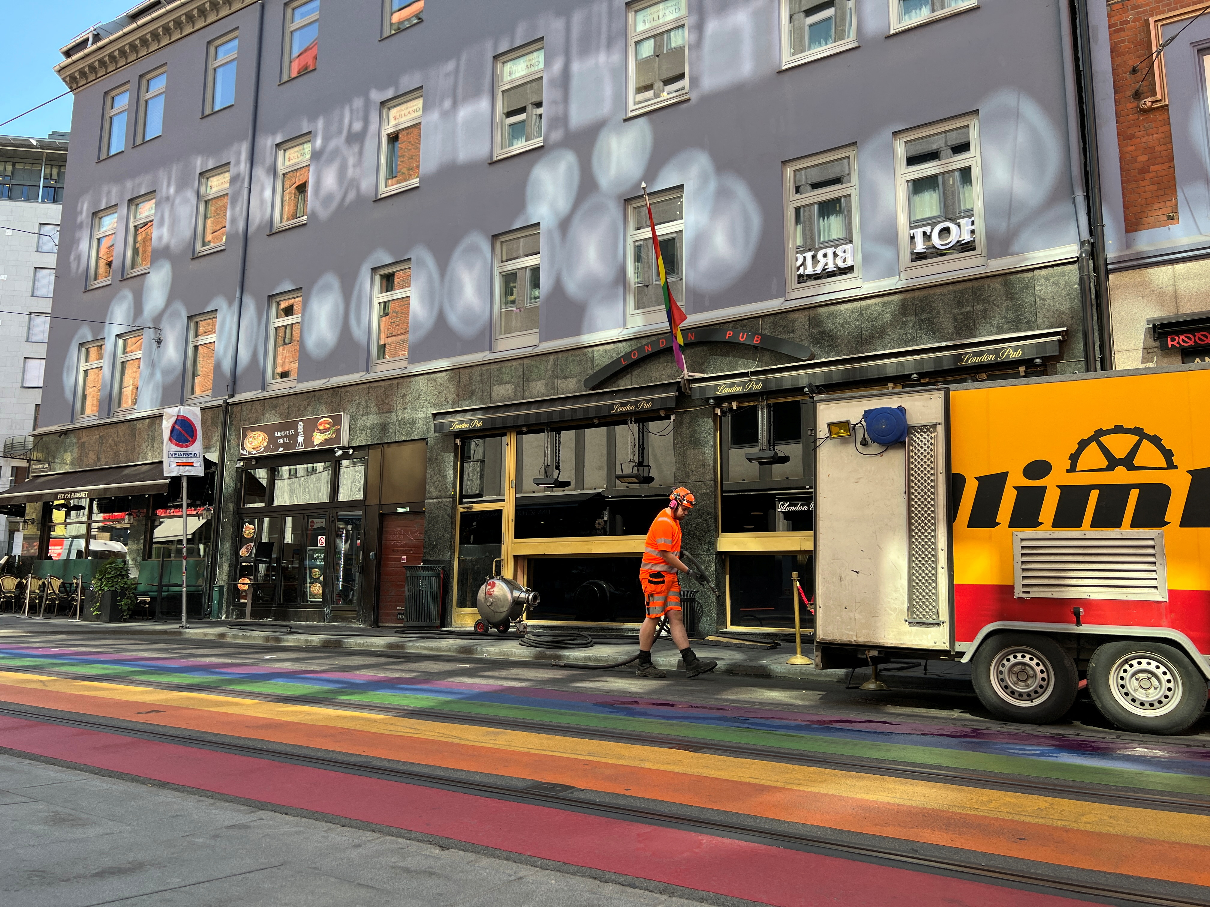 The London Pub, site of a mass shooting, in Oslo