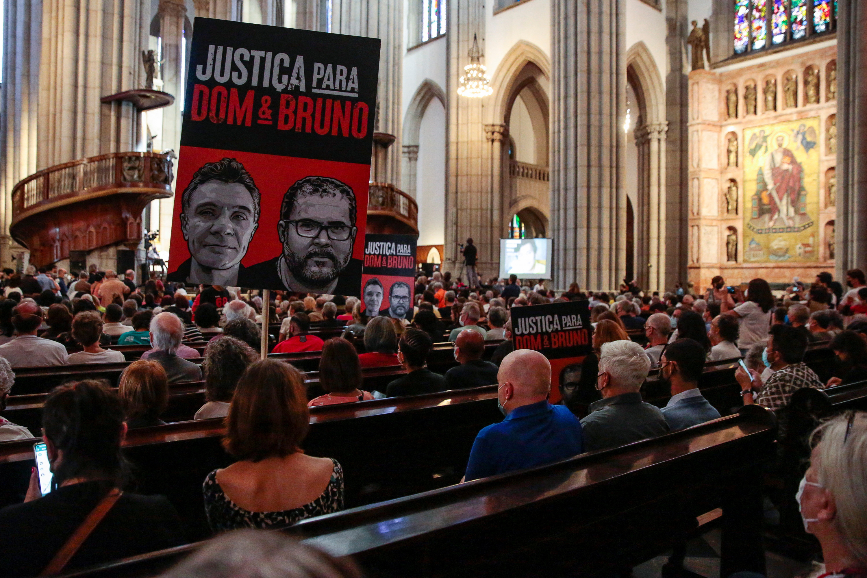 FILE PHOTO - Memorial for murdered British journalist Dom Phillips and indigenous expert Bruno Pereira in Sao Paulo