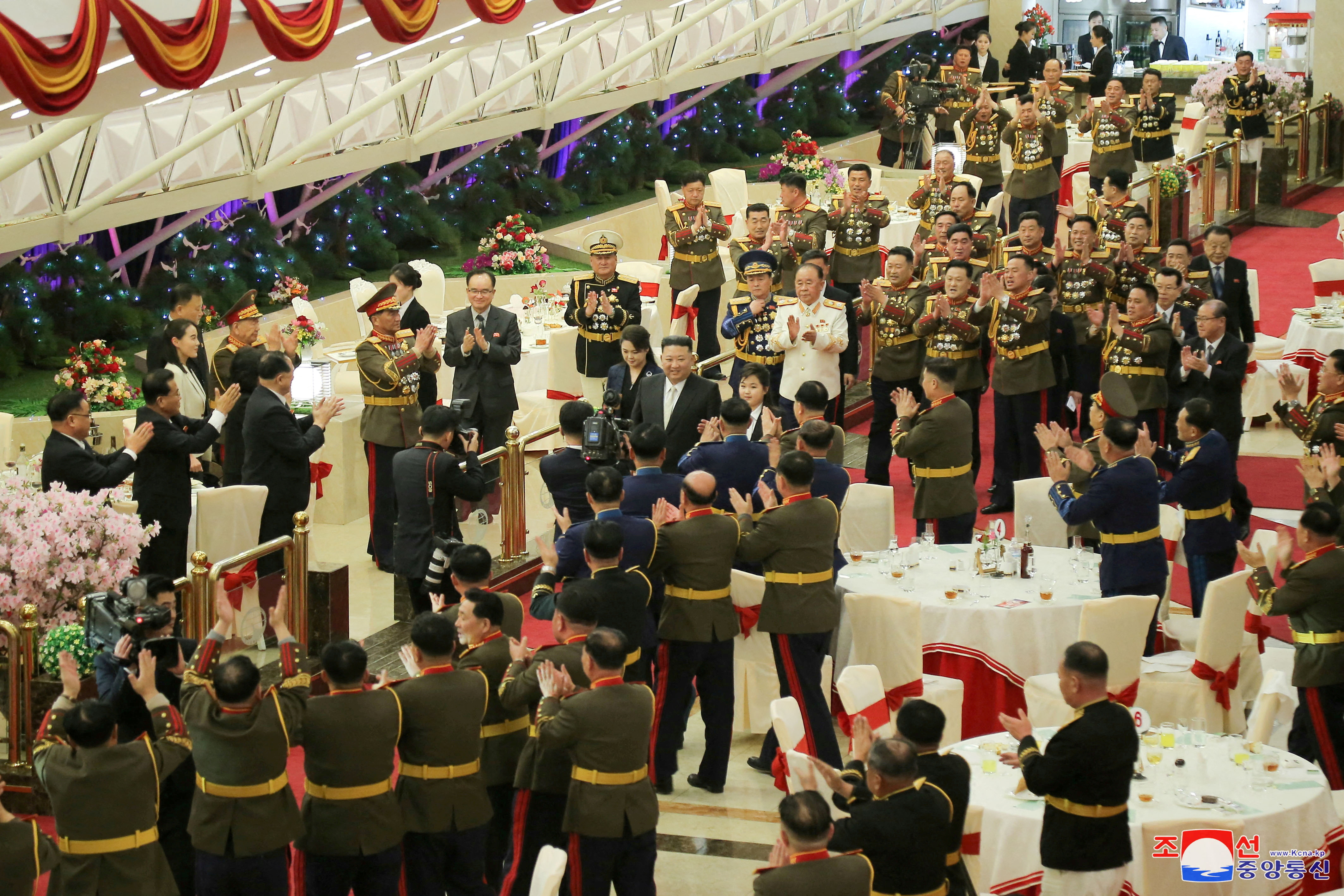 Banquet to celebrate the 75th anniversary of the Korean People's Army, in Pyongyang