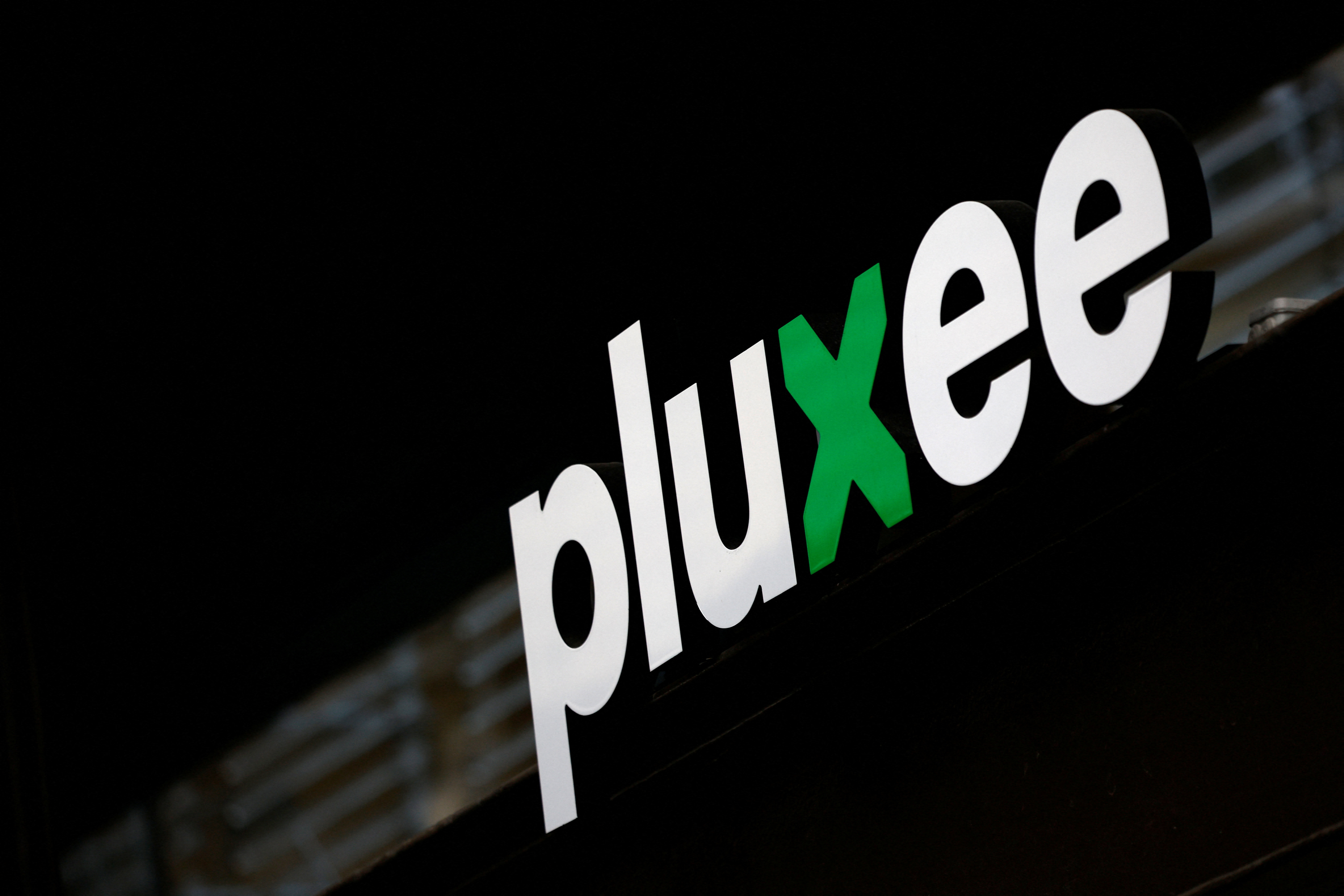 Logo of Pluxee at the company headquarters in Paris