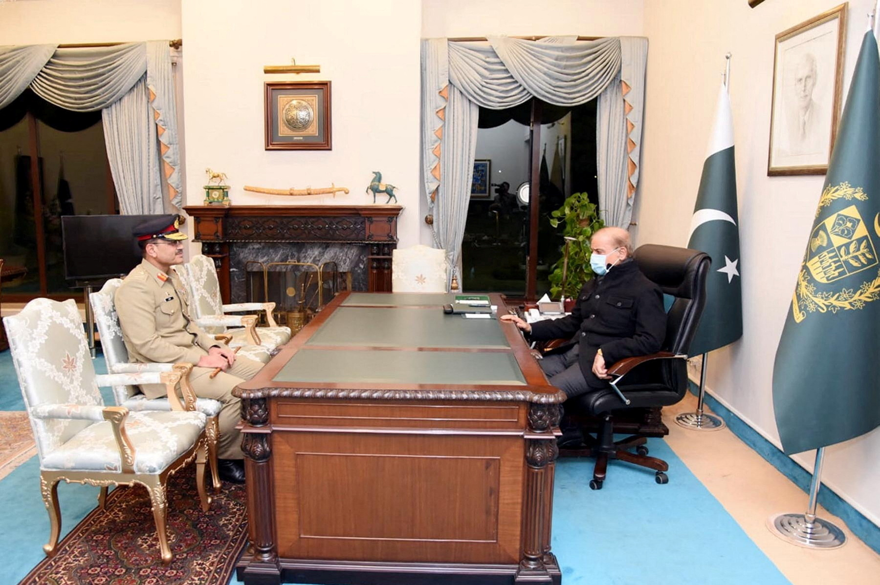 Lieutenant General Munir, appointed as the new Chief Of Army Staff of Pakistan, meets with Pakistan's Prime Minister Shehbaz Sharif, in Islamabad