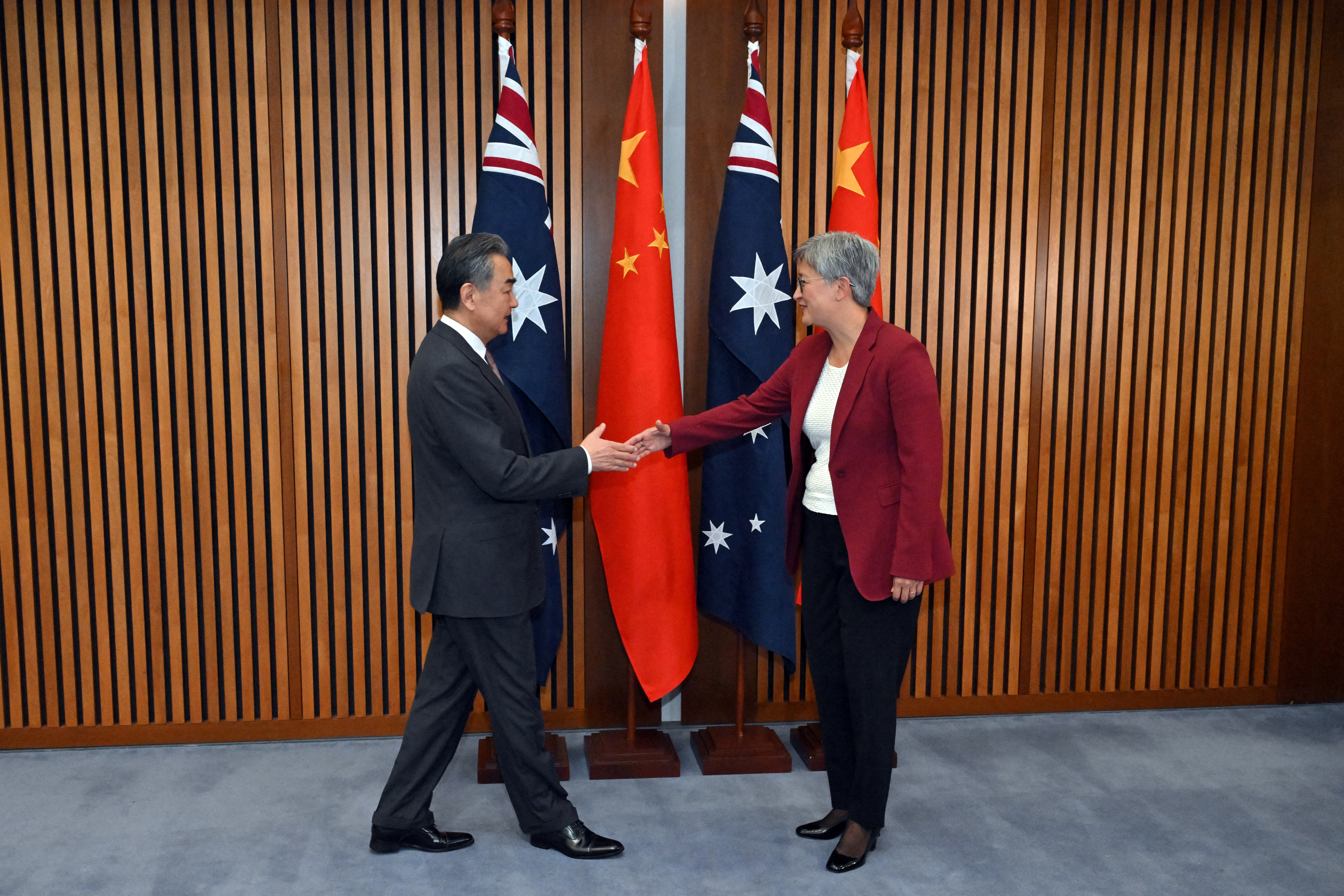 China's Foreign Minister Wang Yi meets with Australia's Foreign Affairs Minister Penny Wong in Canberra