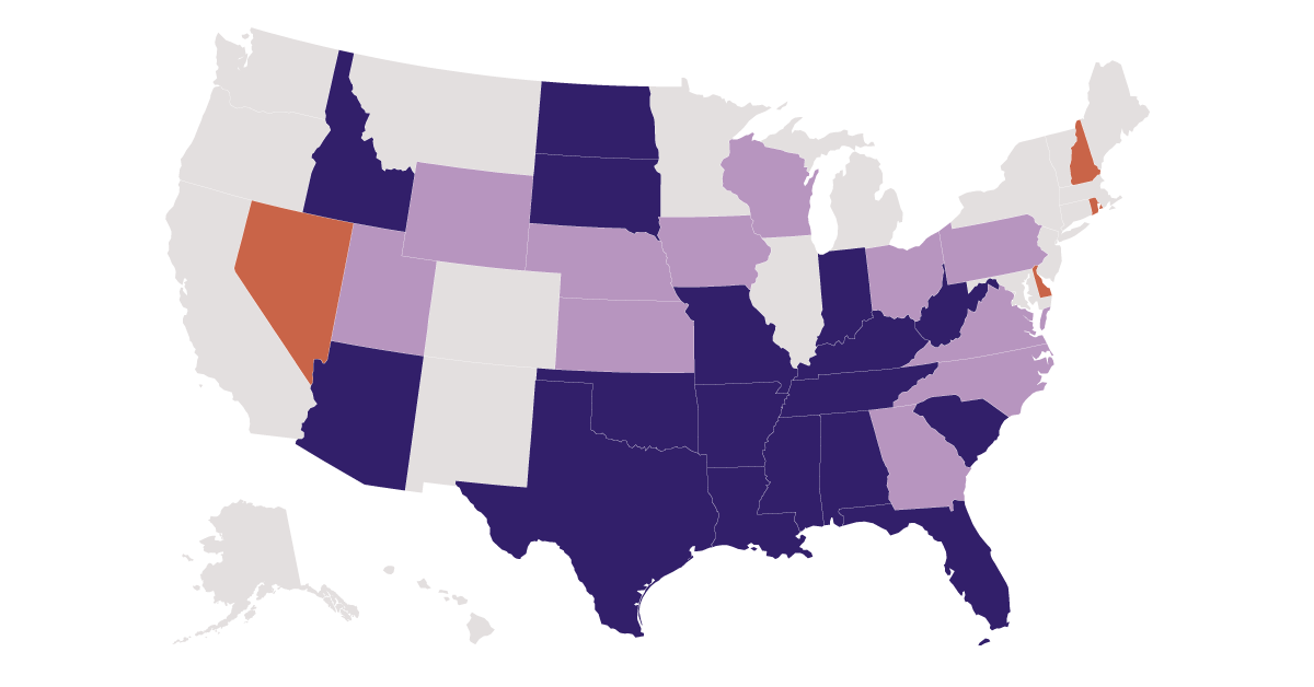 A US map highlighting states by where access to abortion is restricted