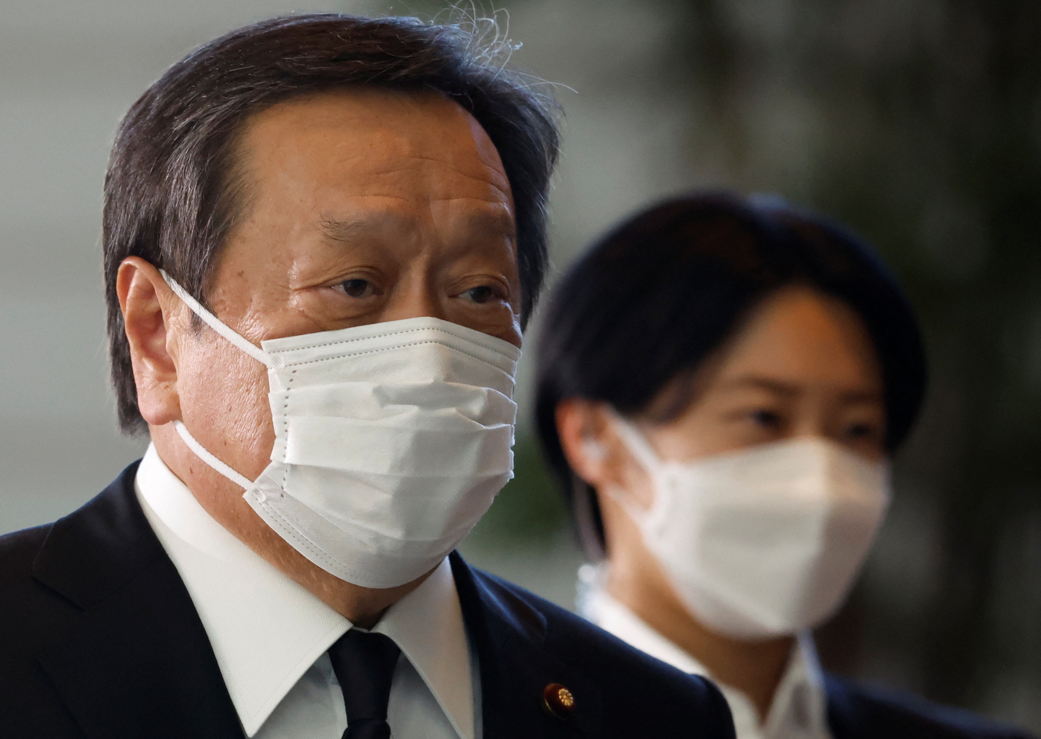 Japan's Defense Minister Yasukazu Hamada arrives at Prime Minister Fumio Kishida's official residence in Tokyo