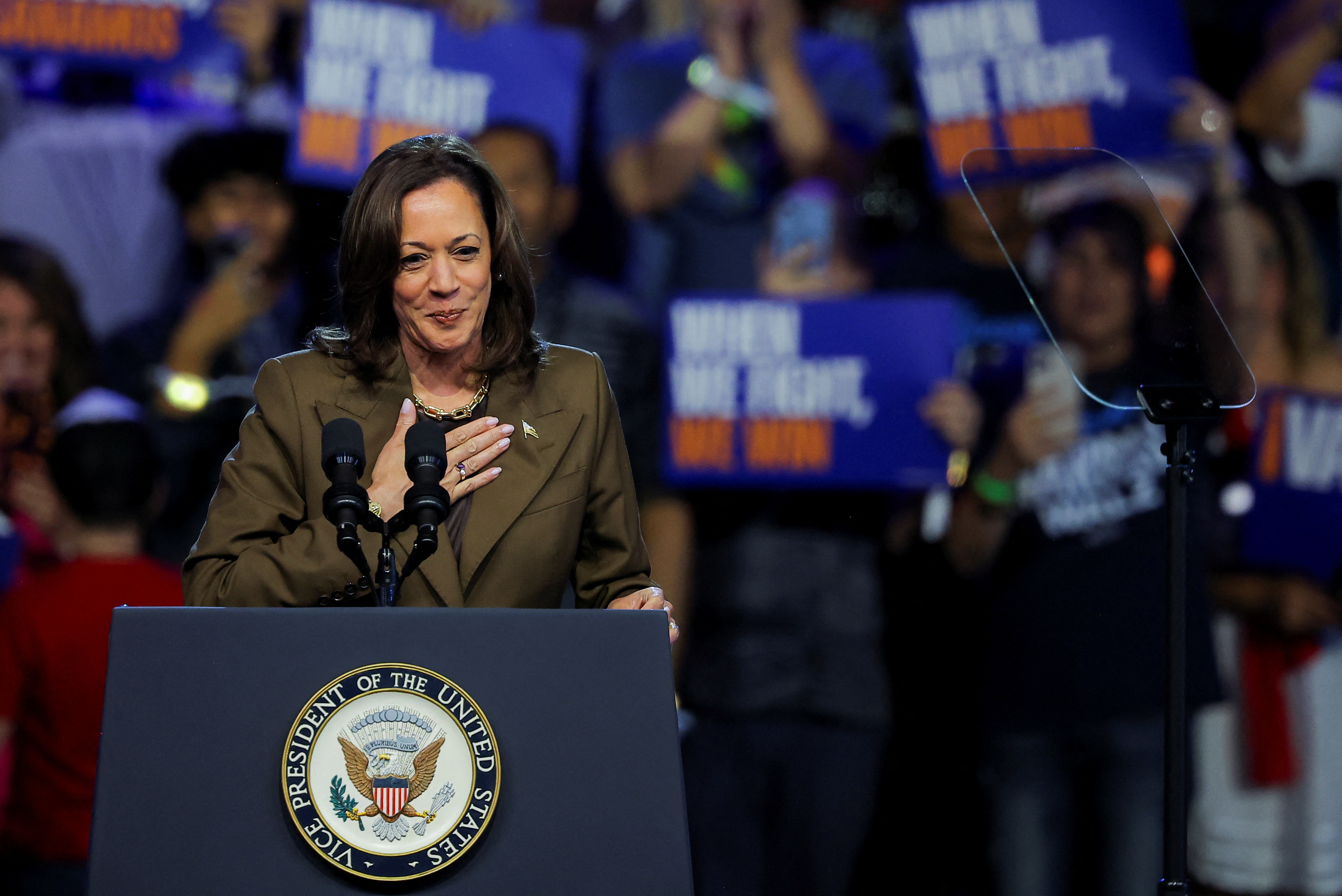 Democratic presidential nominee and U.S. Vice President Harris holds campaign event, in Las Vegas