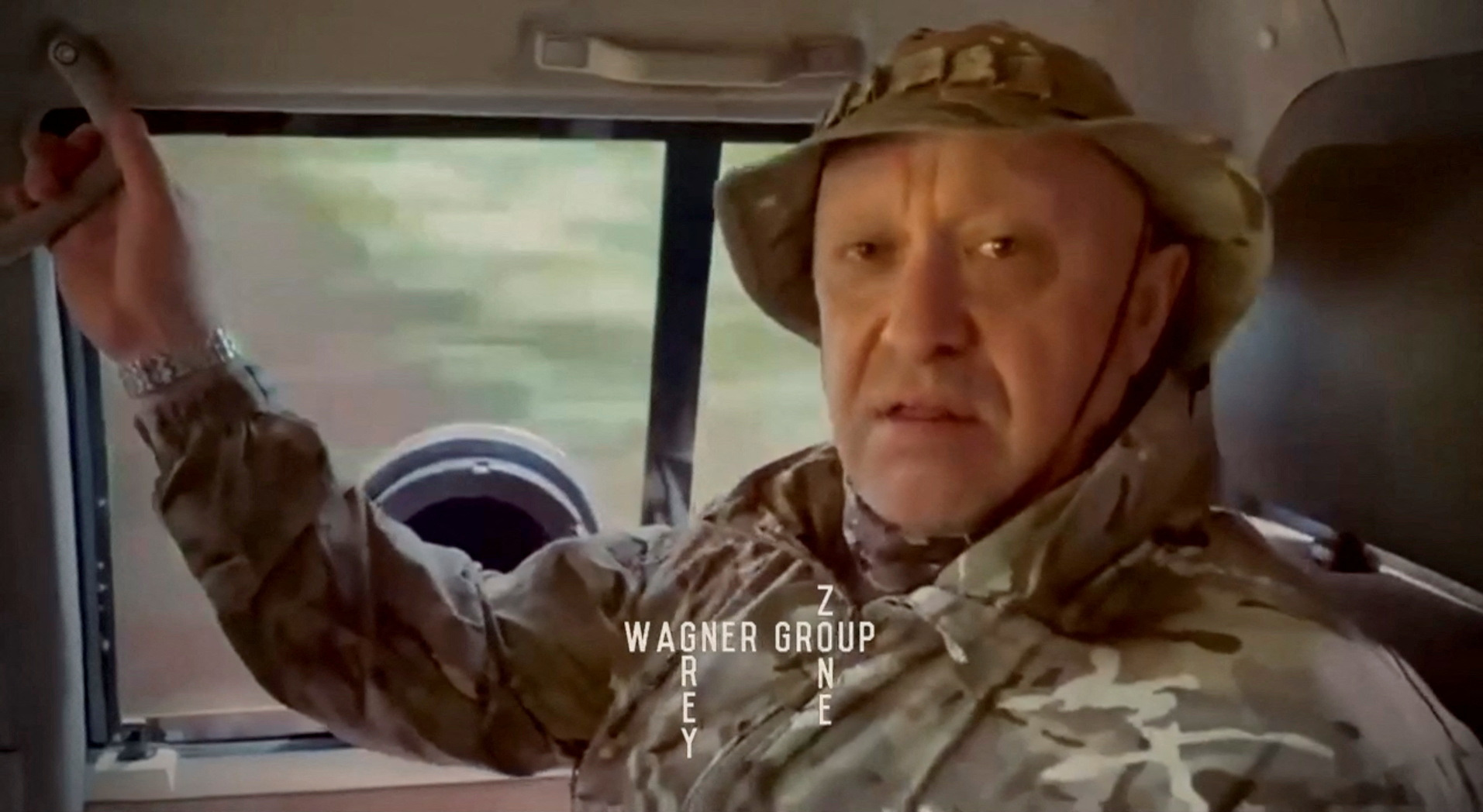 Still image from newly released video of Russian mercenary chief Yevgeny Prigozhin