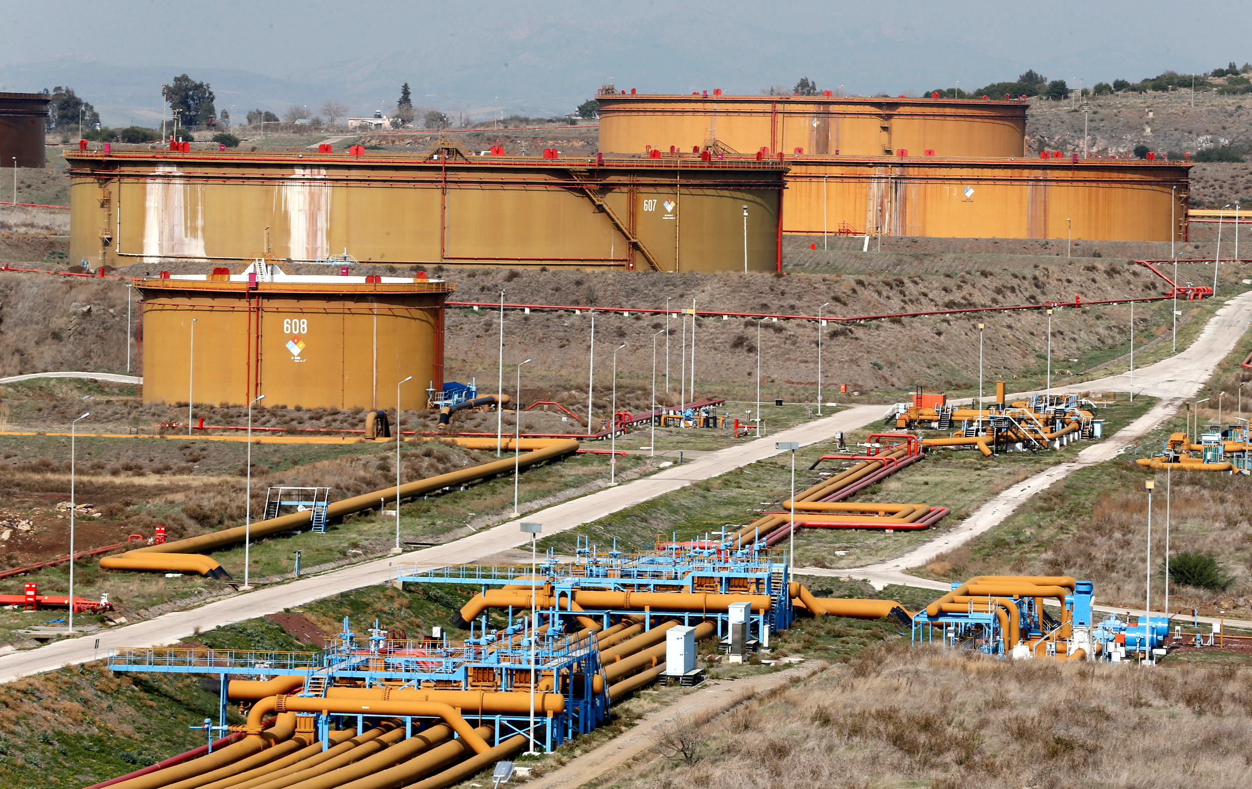 General view of oil tanks at Turkey's Mediterranean port of Ceyhan