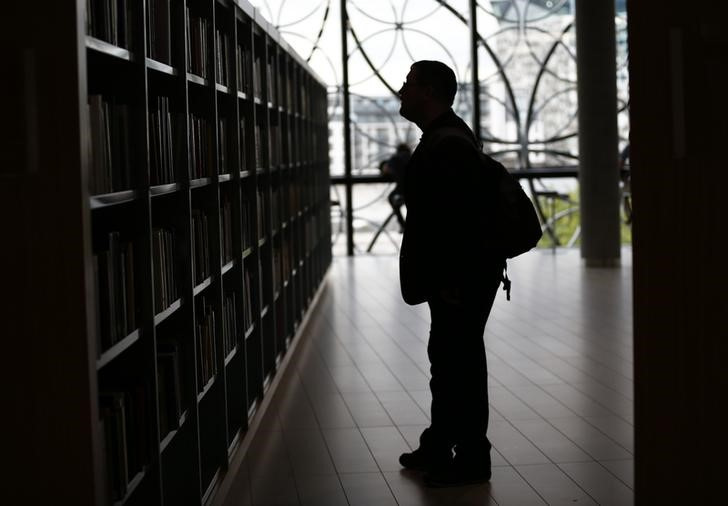 A man browses books after the opening of Birmingham Library in central England