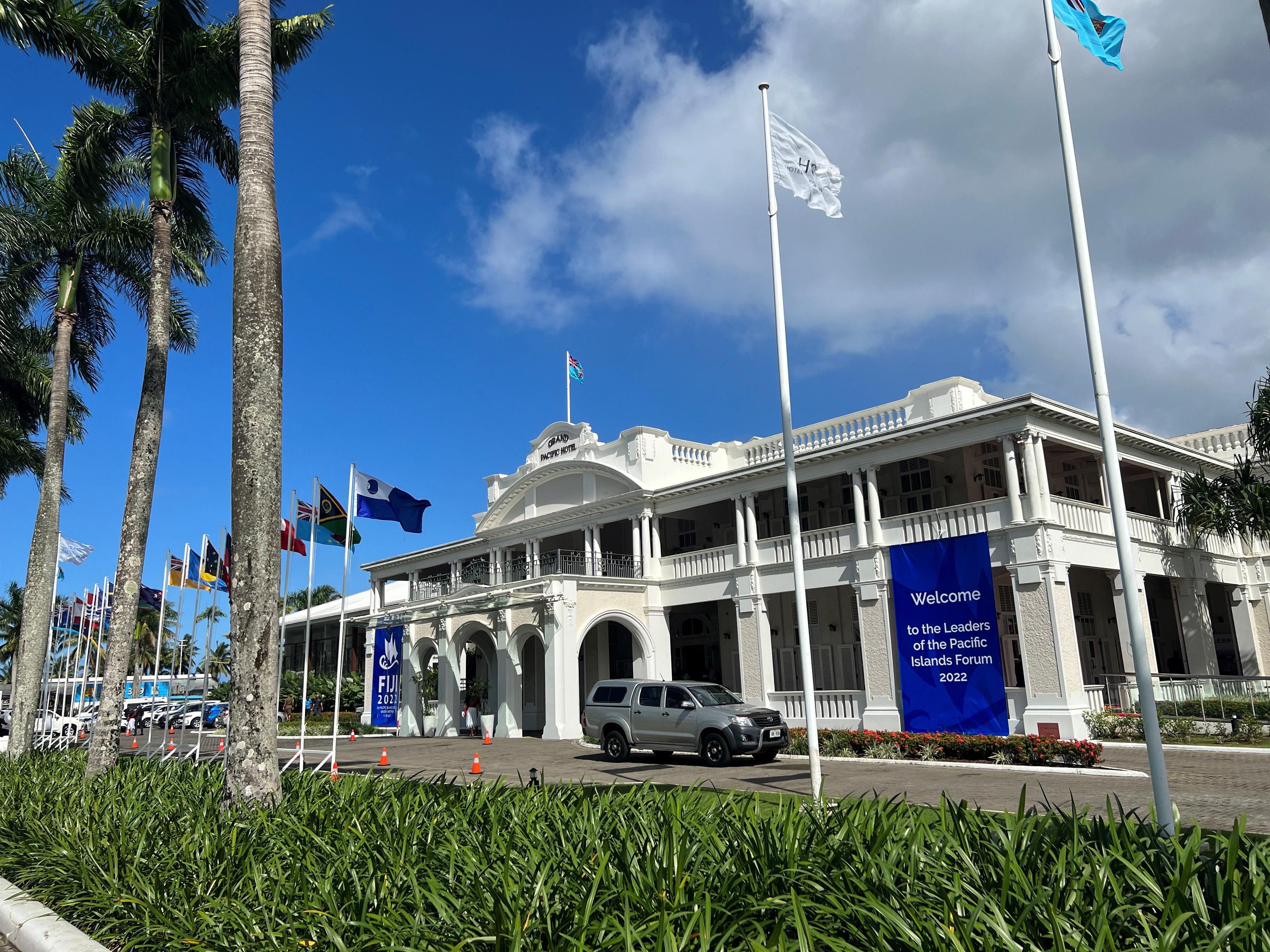 A general view of Grand Pacific Hotel, the venue for the Pacific Islands Forum in Suva
