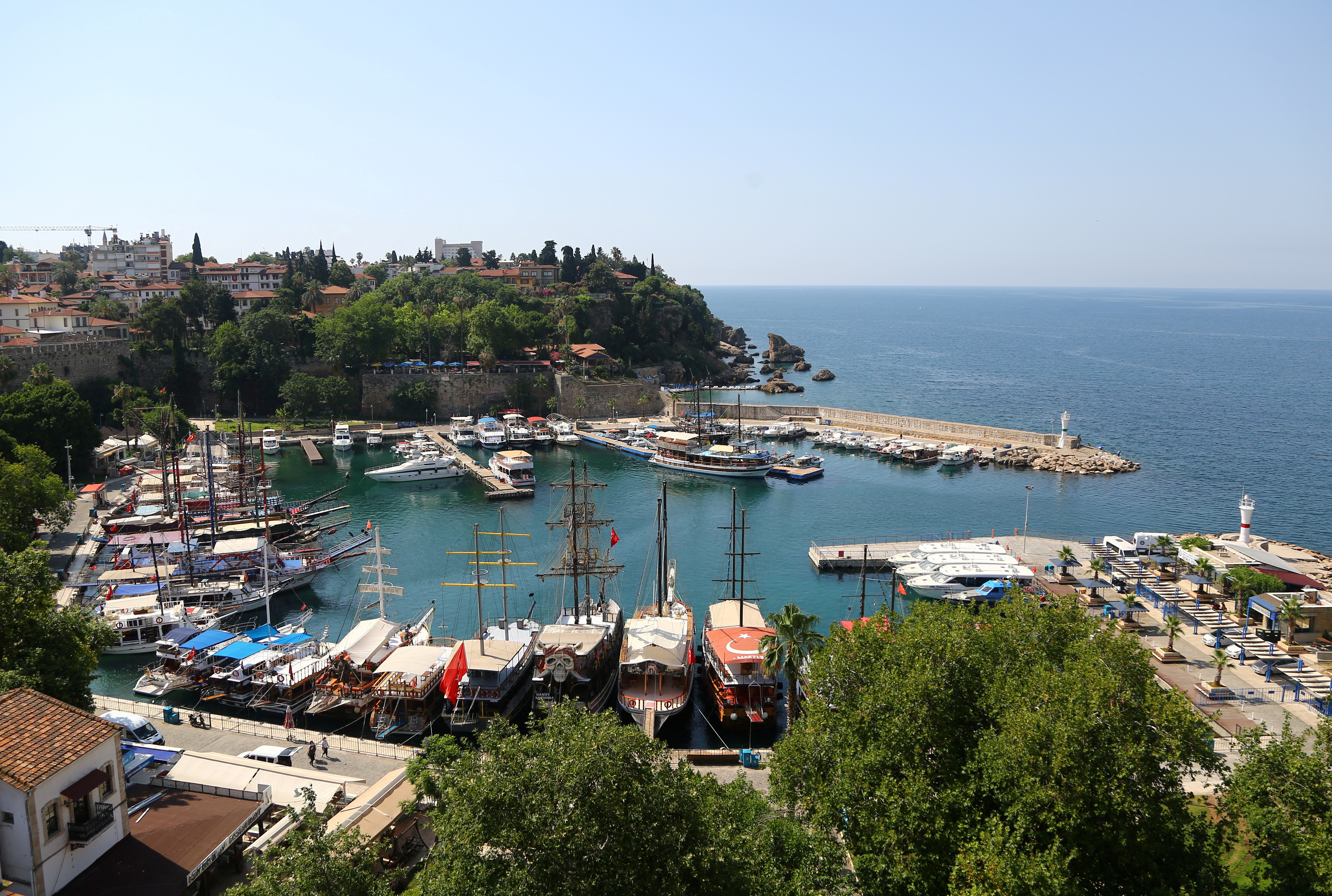 The old town and the historic port are seen in Antalya