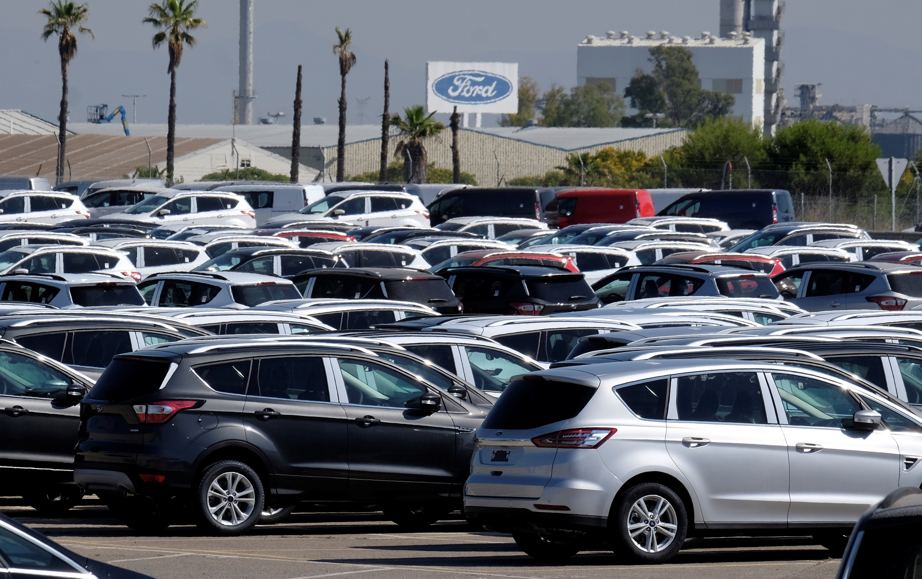 Cars are pictured at the Ford factory in Almussafes near Valencia