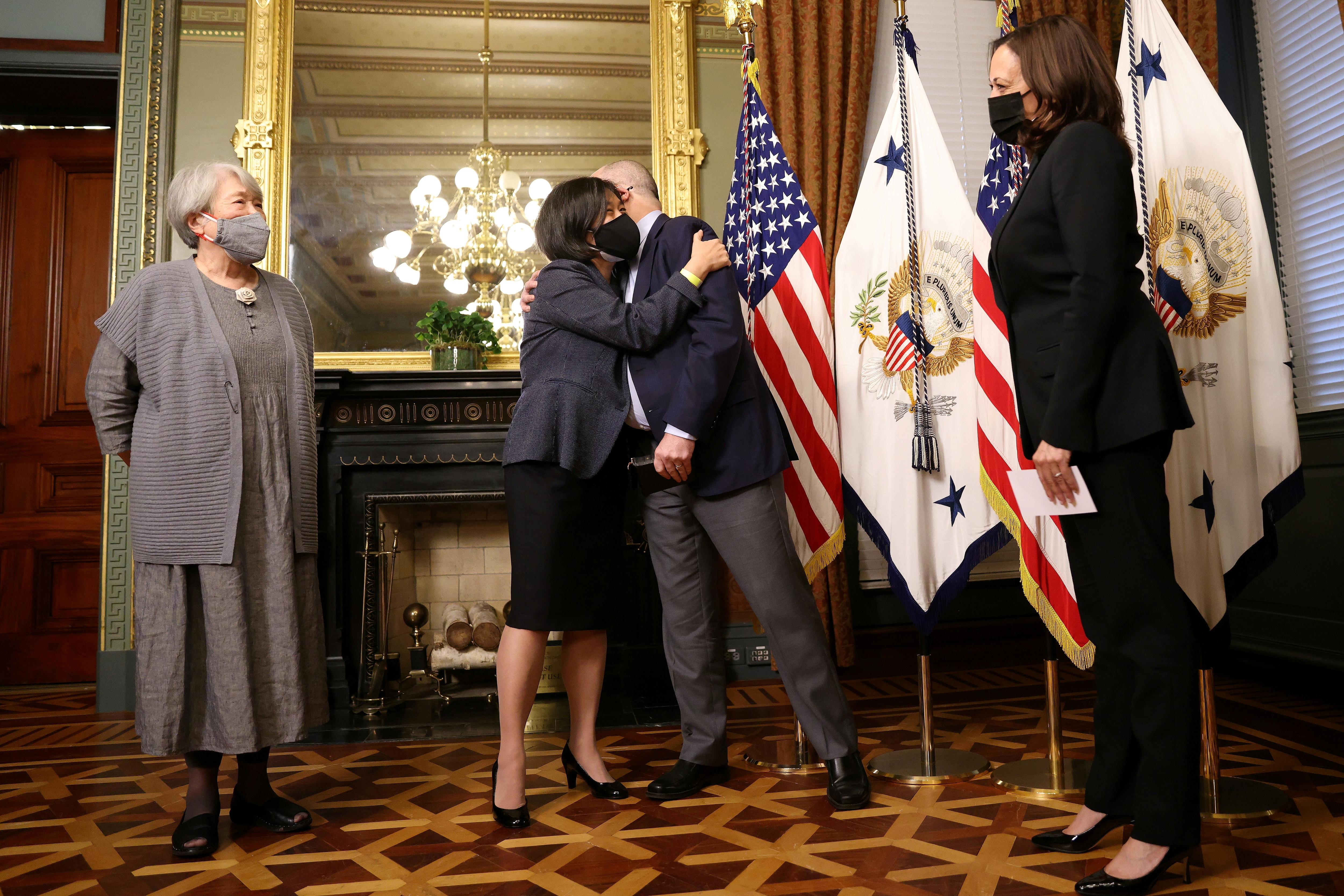 Vice President Kamala Harris ceremonially swears in Trade Representative Katherine Tai at the White House