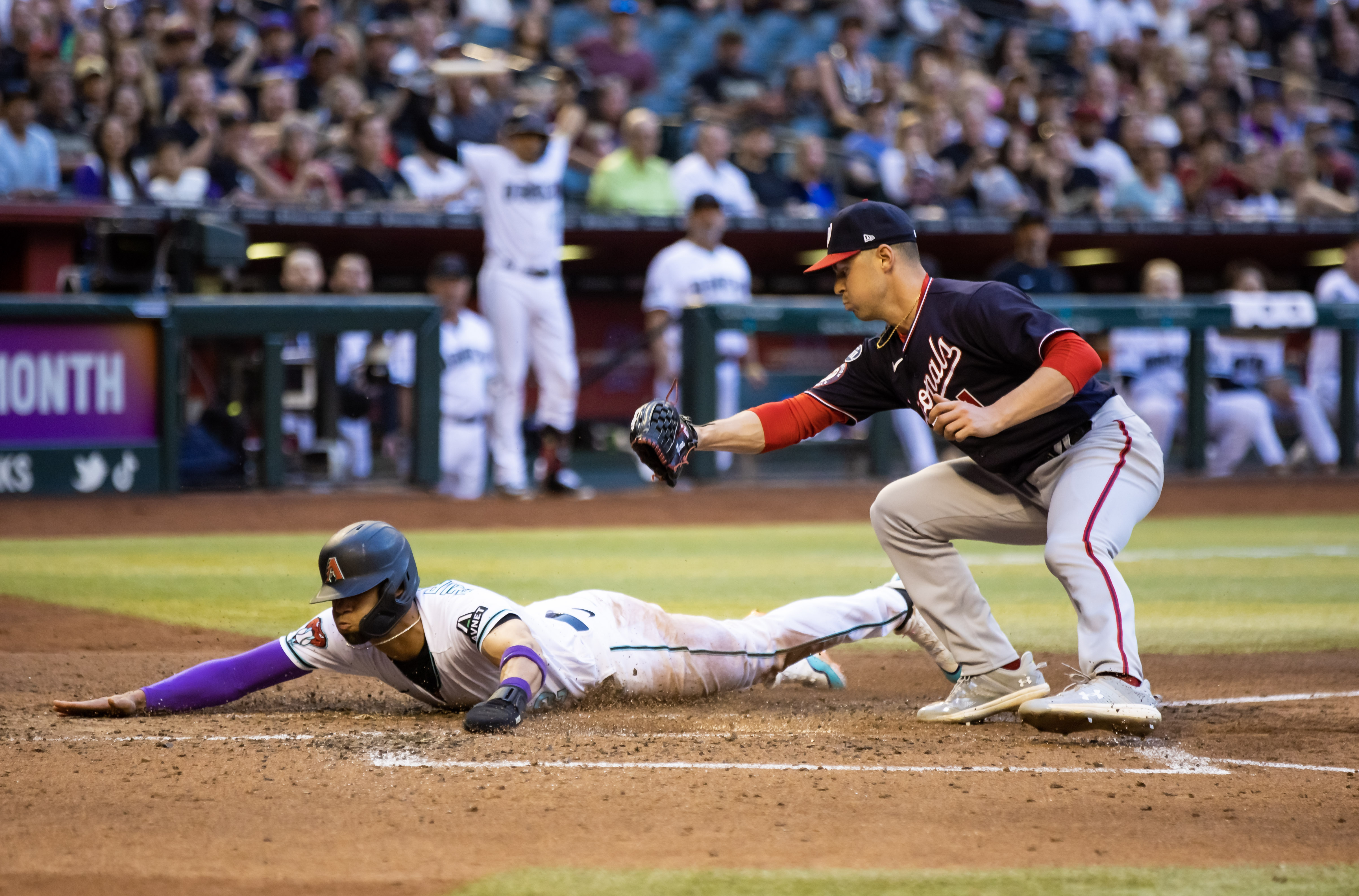 Arizona Diamondbacks' Lourdes Gurriel Jr. looks on during a baseball game  against the Washington Nationals, Thursday, June 22, 2023, in Washington.  (AP Photo/Nick Wass Stock Photo - Alamy