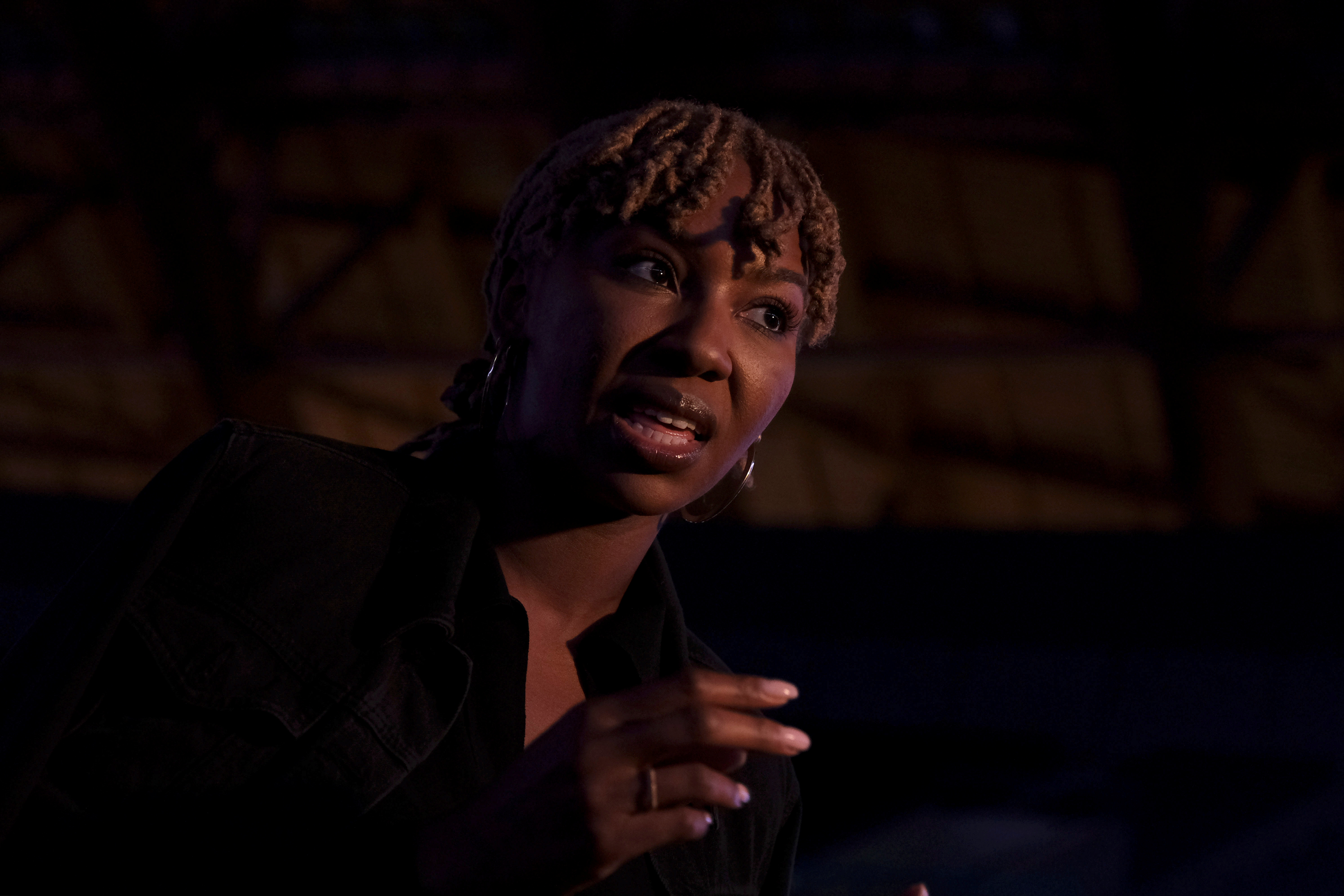 Black Lives Matter Co-founder Ayo (Opal) Tometi speaks during an interview with Reuters, in Lisbon