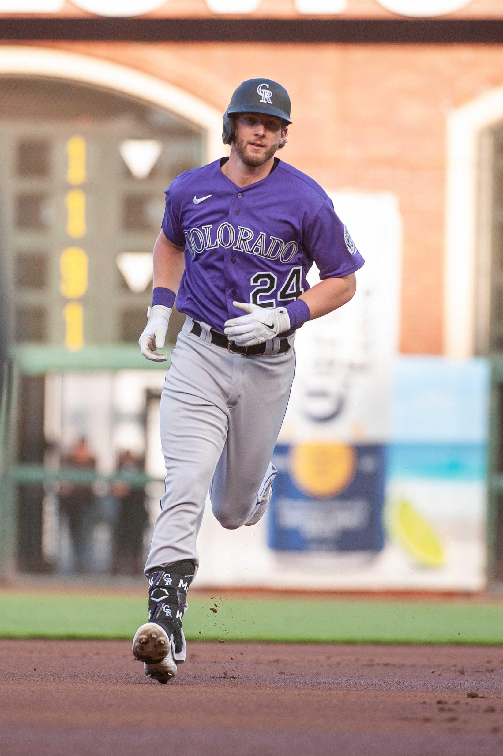 Men's Colorado Rockies Nolan Arenado Majestic White/Purple Home Official  Cool Base Player Jersey