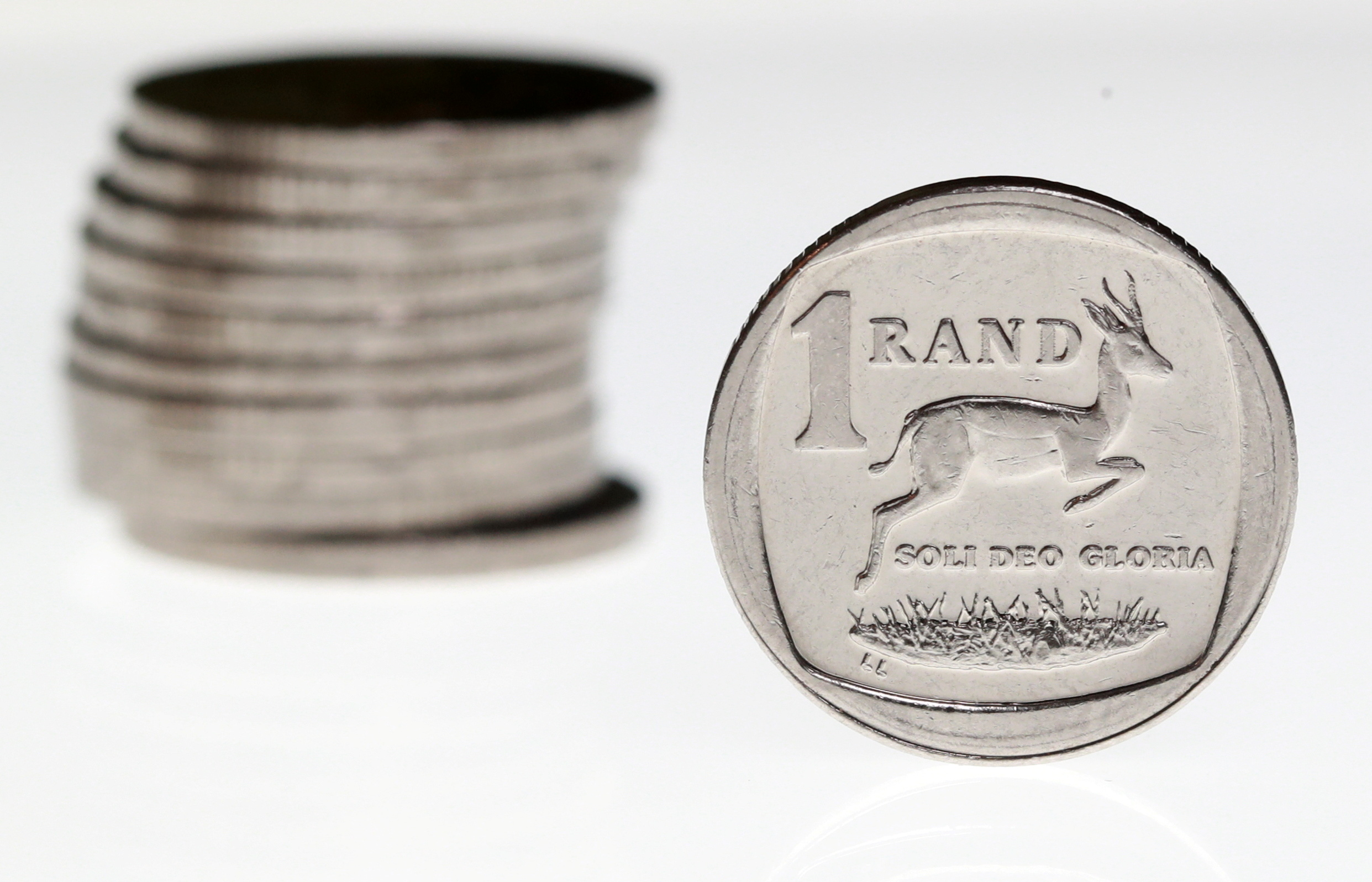 South African Rand coins are seen in this illustration picture taken October 28, 2020.  REUTERS/Mike Hutchings/Illustration