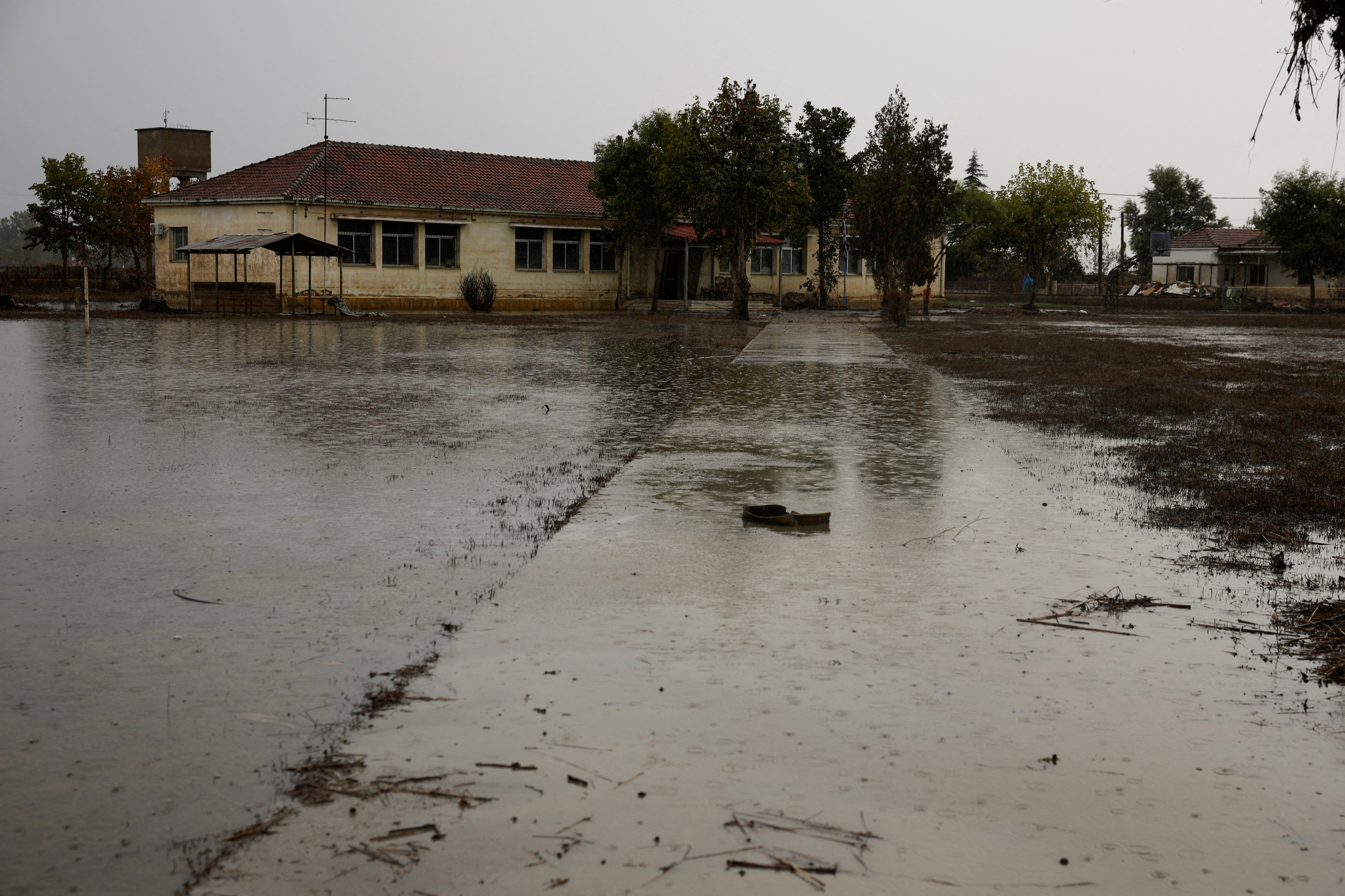 View of a Greek village that had disappeared beneath torrents of floodwaters during Storm Daniel