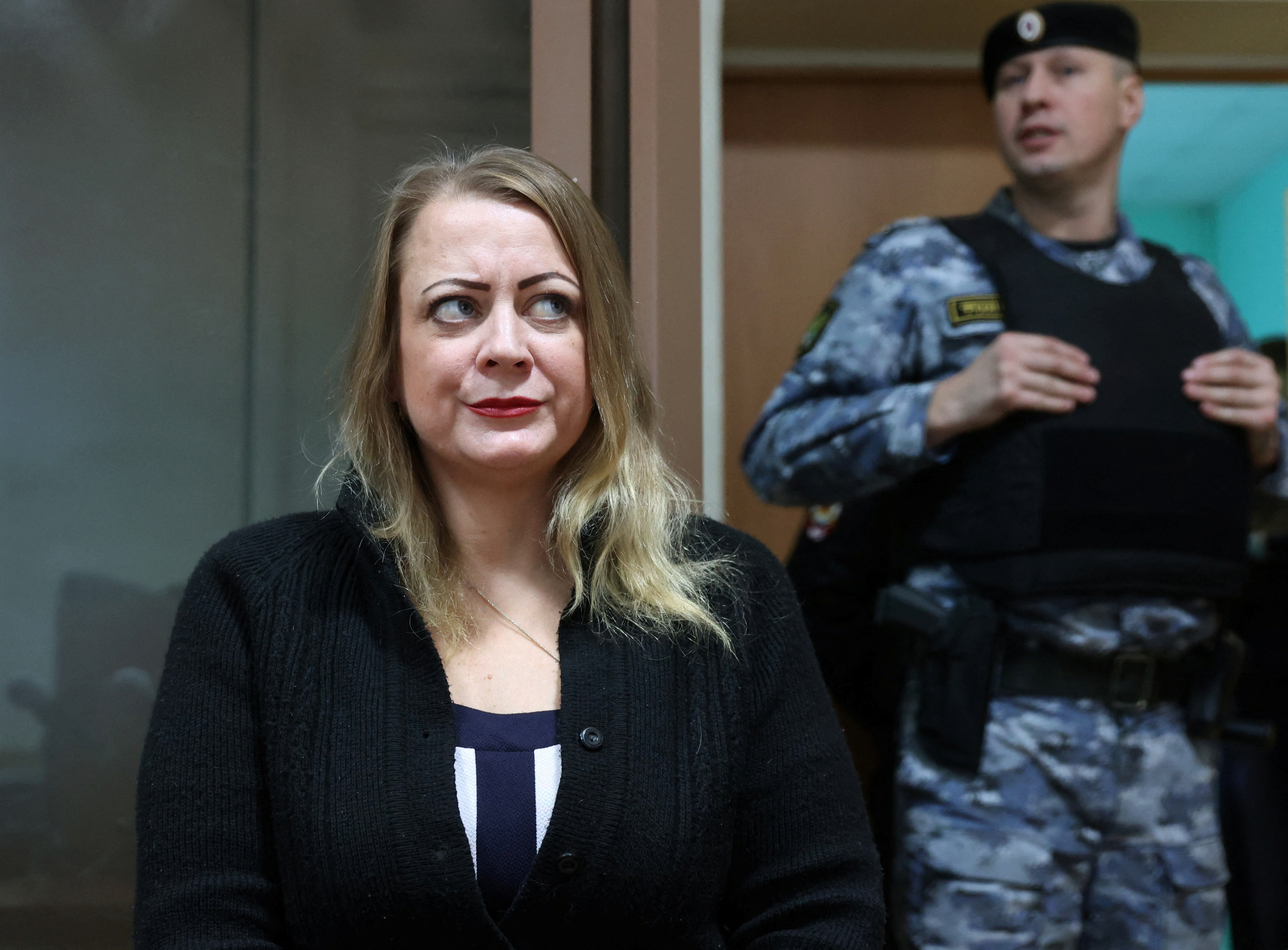 U.S. citizen Sarah Krivanek attends a court hearing in Ryazan