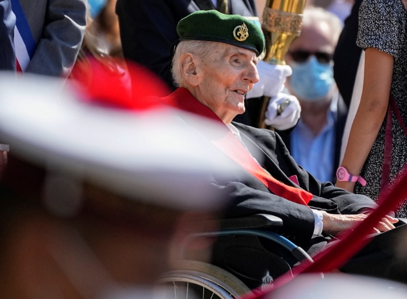 WWII ceremony to mark the 81st anniversary of late French Gen. Charles de Gaulle's resistance call, at the Mont Valerien