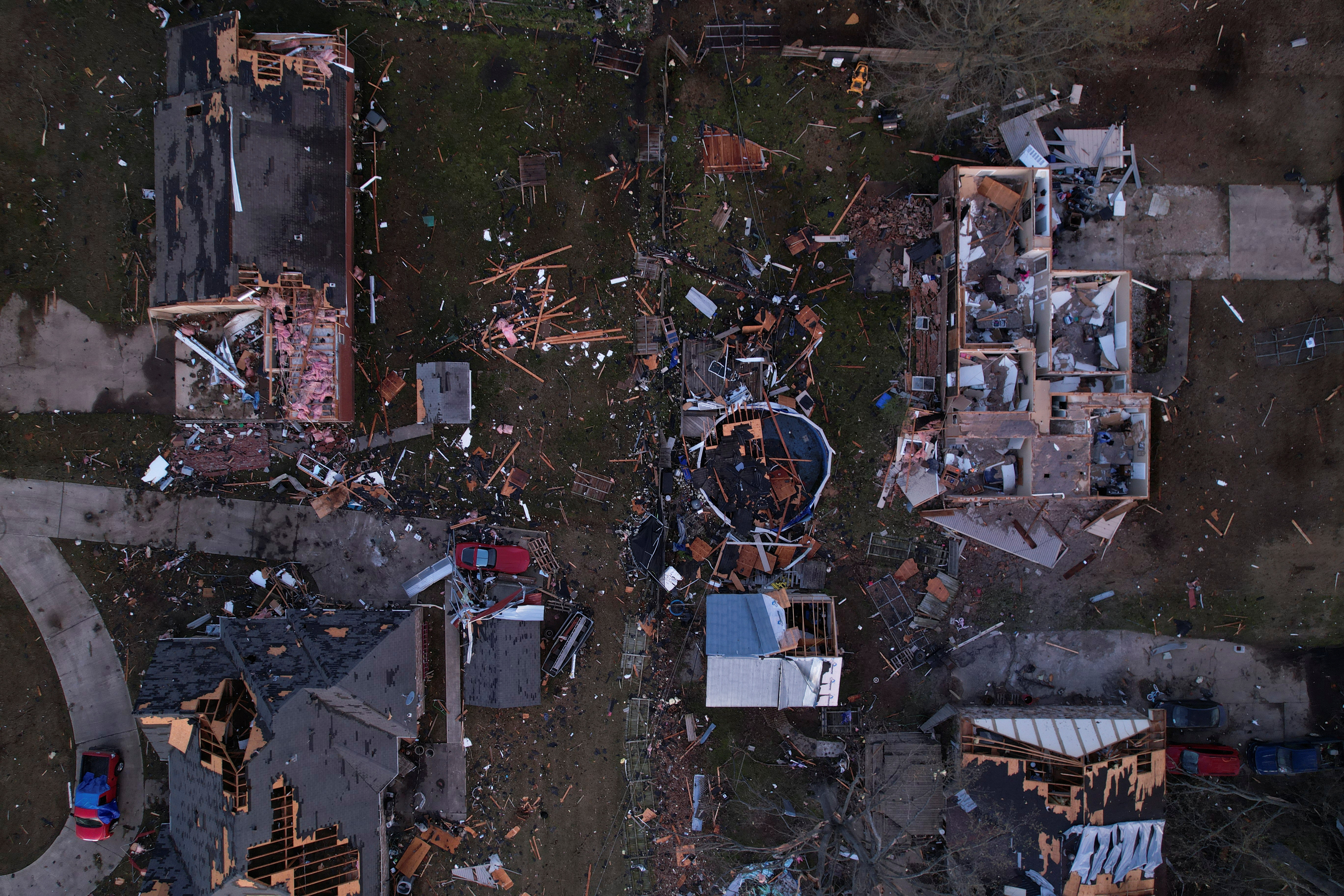 Aftermath of tornado in Wynne, Arkansas