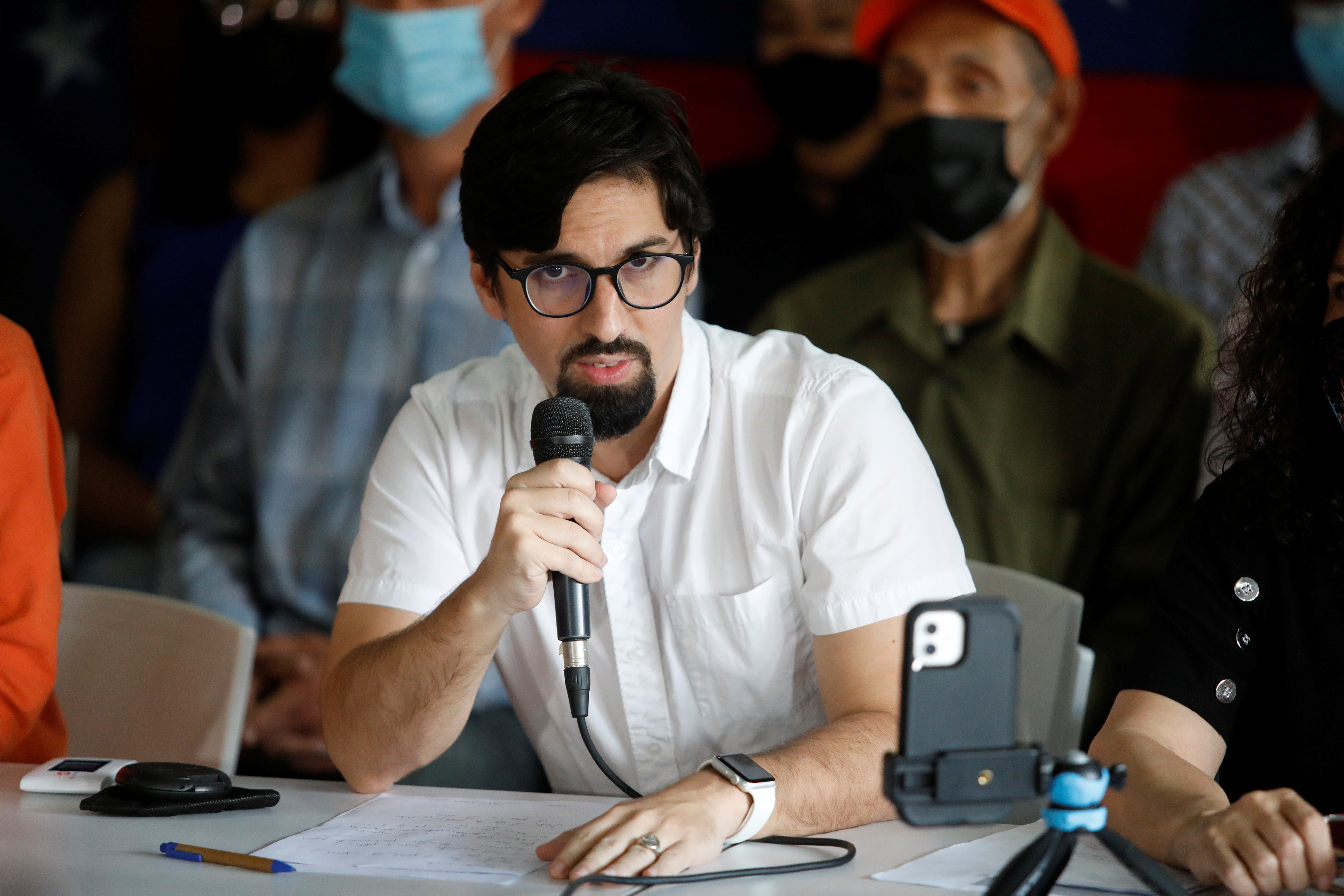 Venezuela's opposition leader Freddy Guevara speaks during a news conference in Caracas, Venezuela August 31, 2021. REUTERS/Leonardo Fernandez Viloria