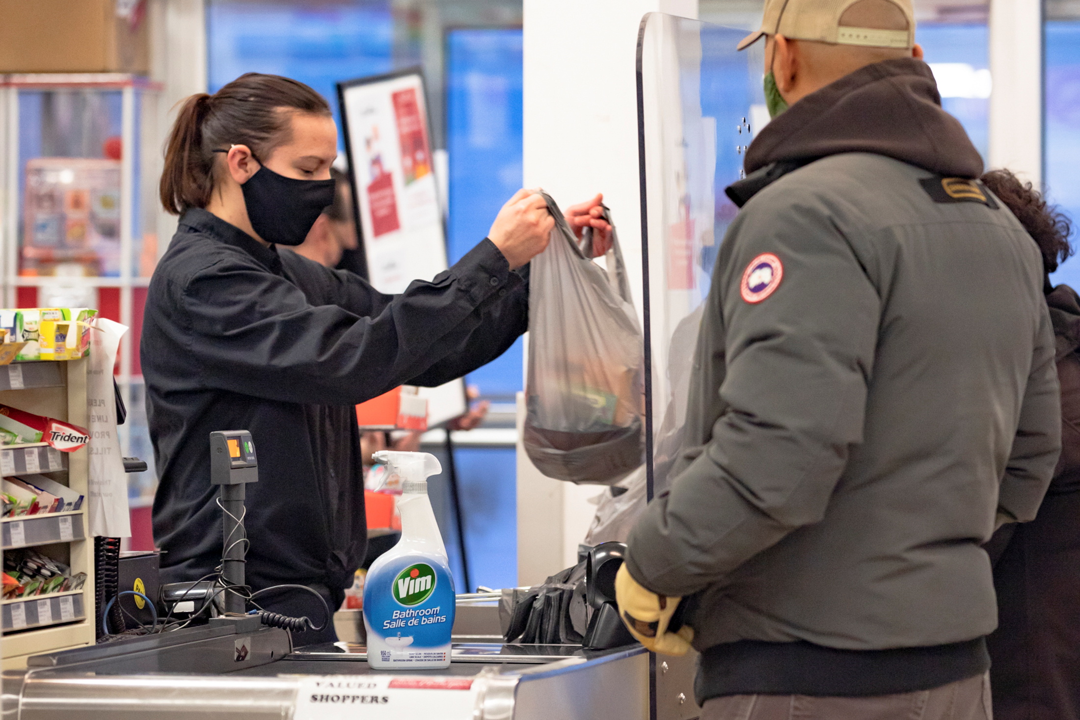 People wear masks to help slow the spread of coronavirus disease in Iqaluit