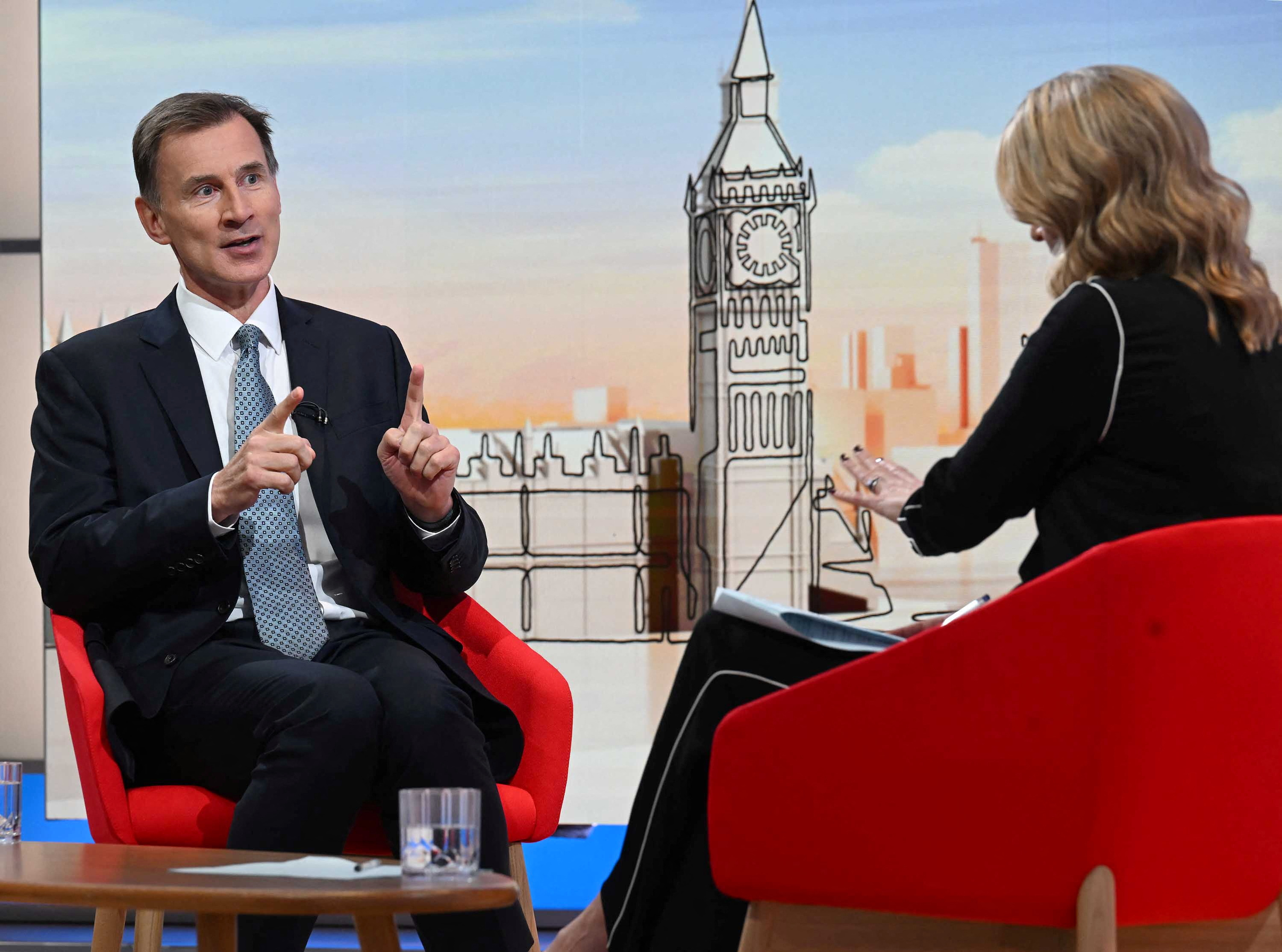 British Chancellor of the Exchequer Jeremy Hunt appears at BBC Sunday