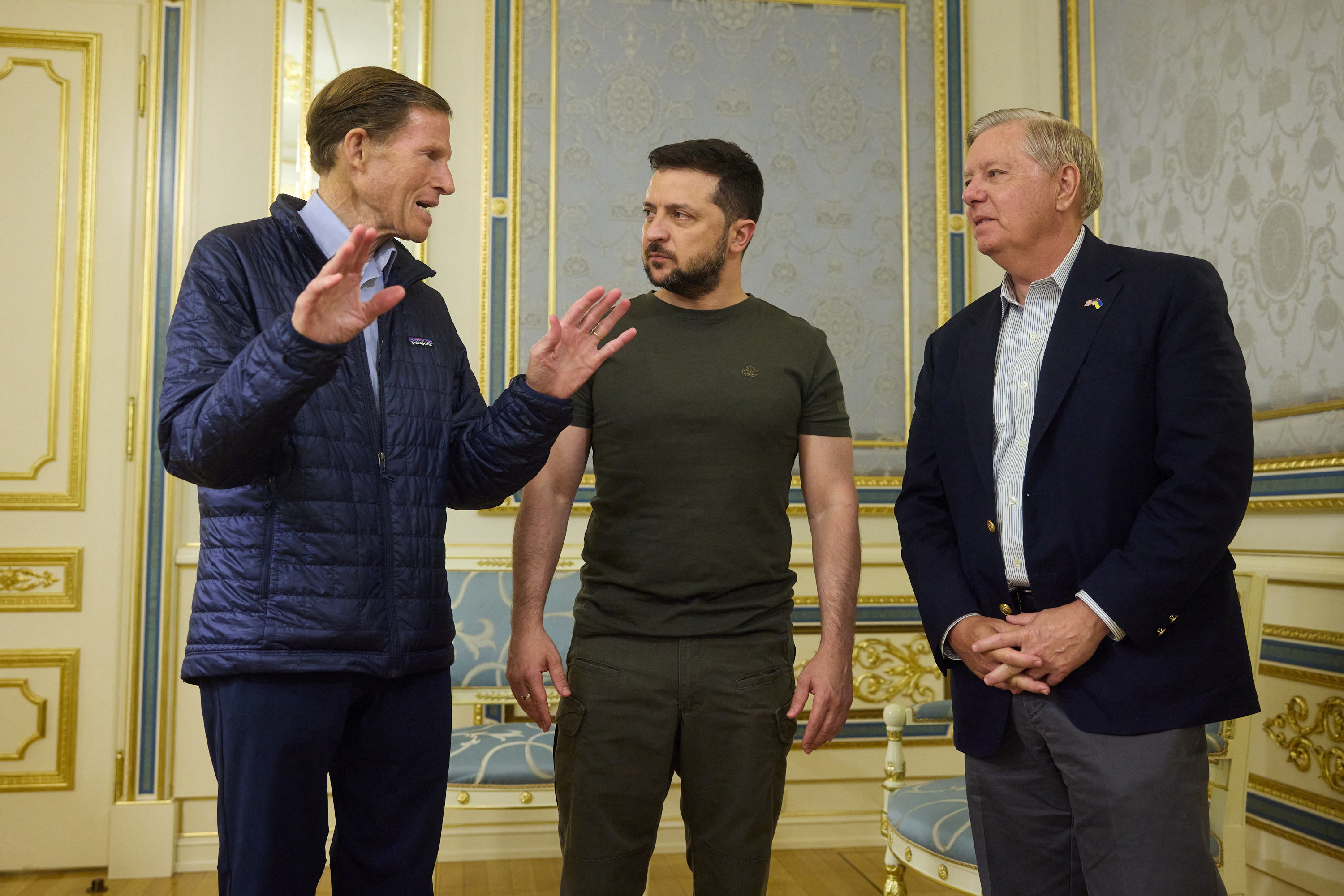 U.S. Senators Graham and Blumenthal attend a meeting with Ukraine's President Zelenskiy in Kyiv