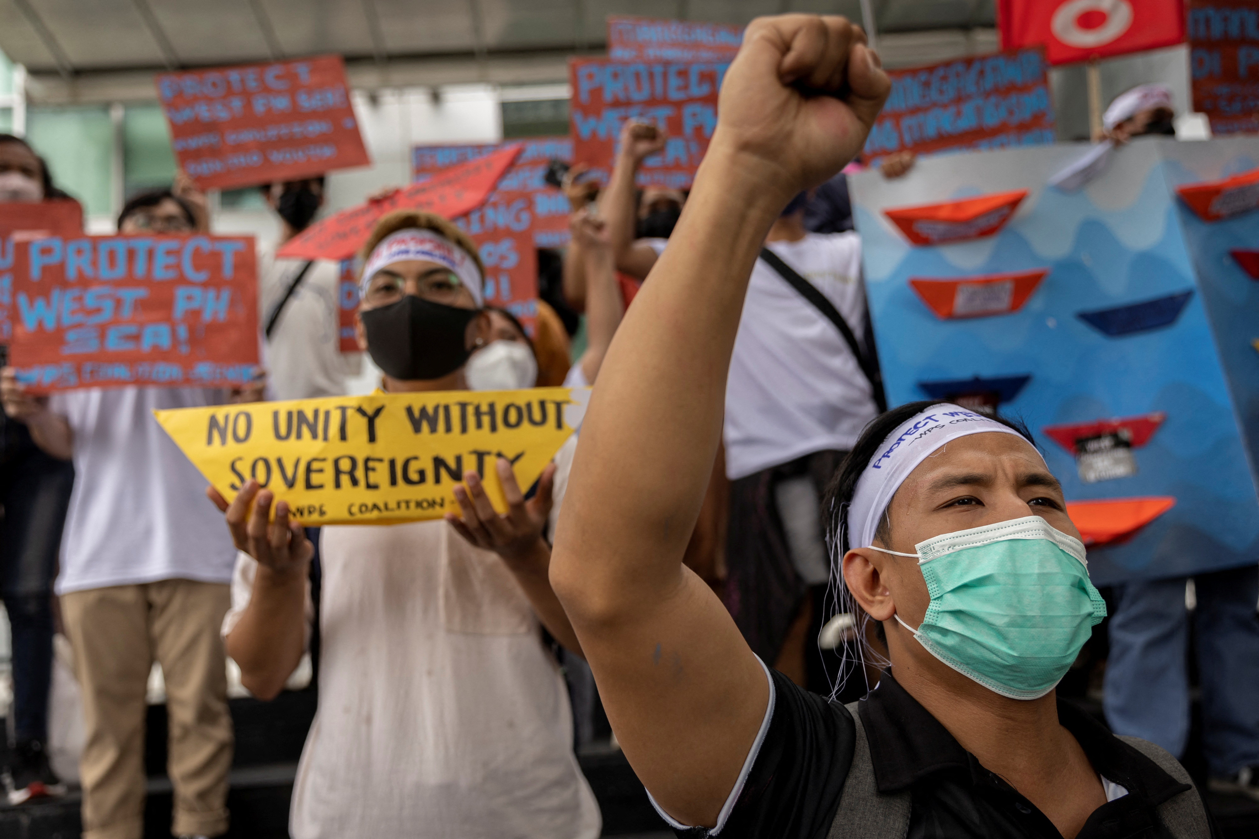 Filipino activists mark landmark South China Sea ruling anniversary with protest