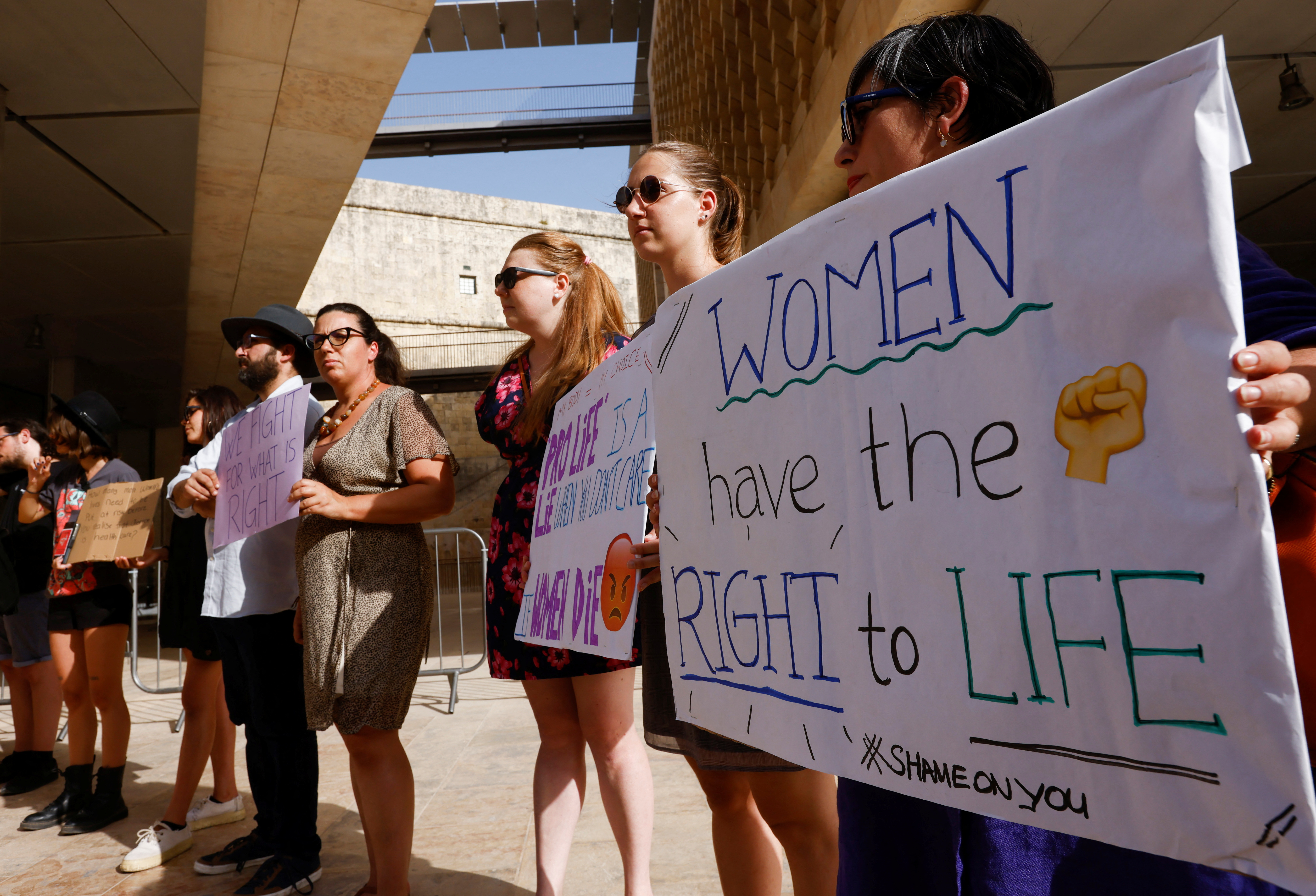 Demonstration against Malta's total ban on abortion outside Parliament House in Valletta