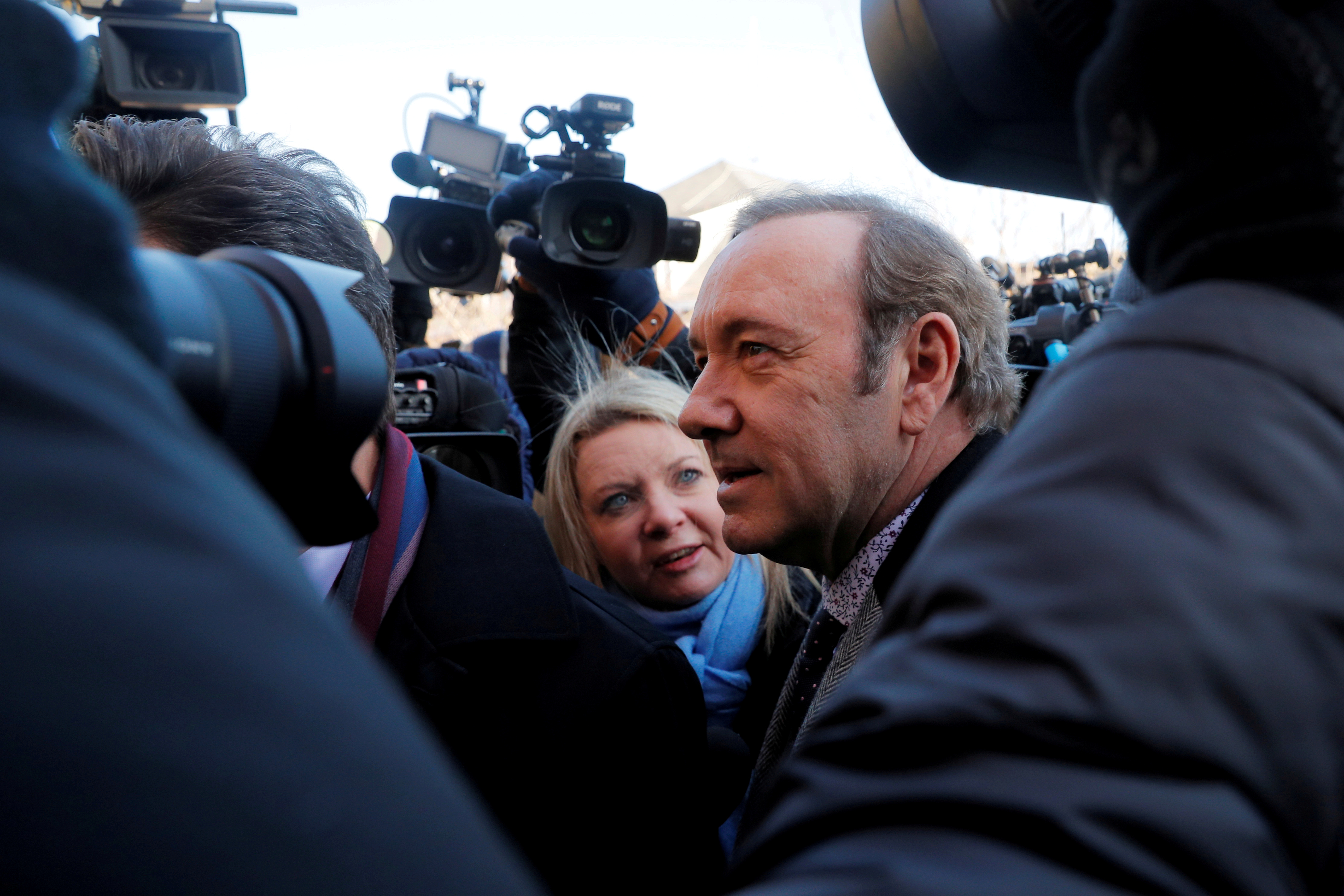 Actor Spacey arrives to face a sexual assault charge at Nantucket District Court