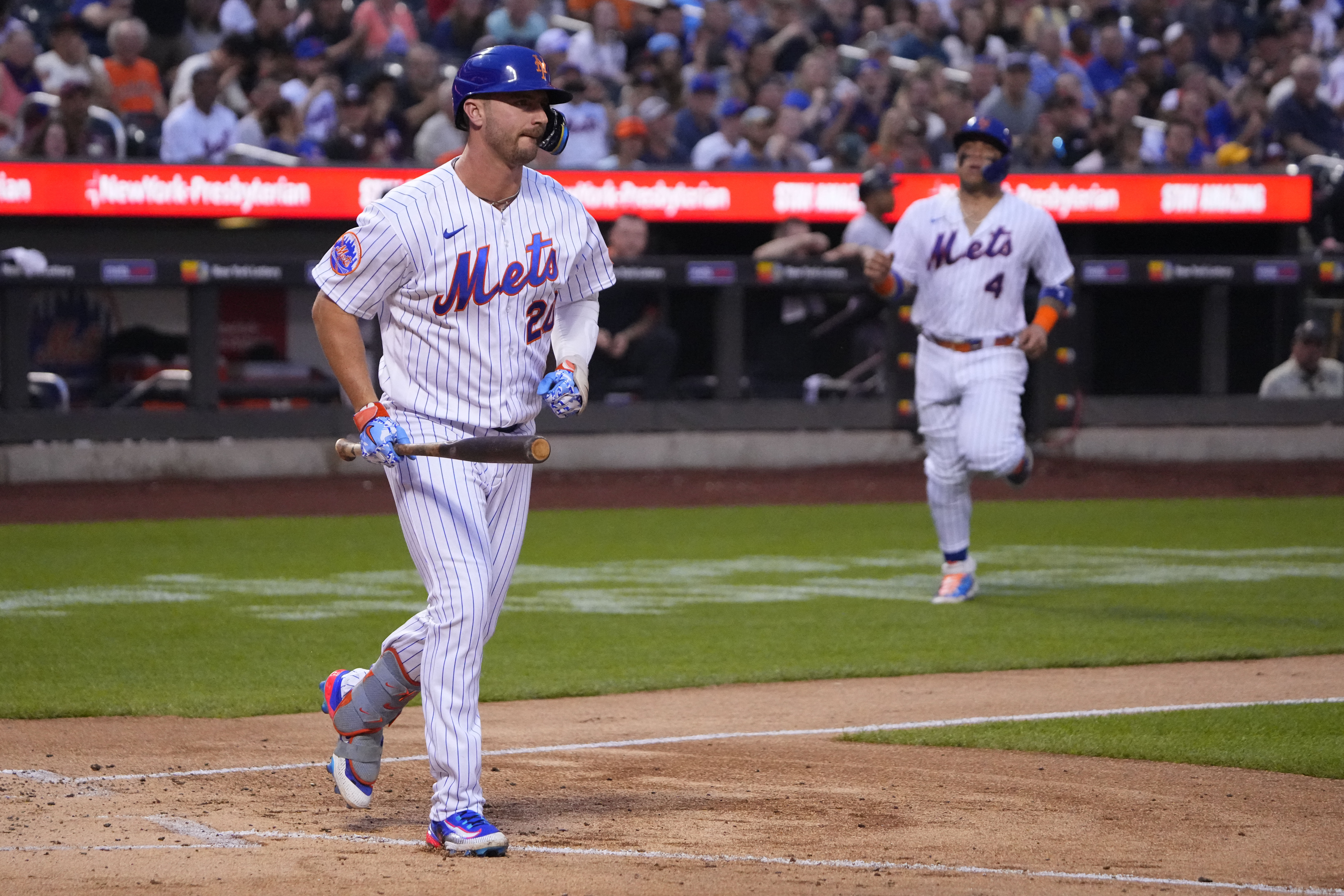 San Francisco, USA. April 22 2023 San Francisco CA, U.S.A. New York second  baseman Jeff McNeil (1) makes an infield play during the MLB game between  the New York Mets and the