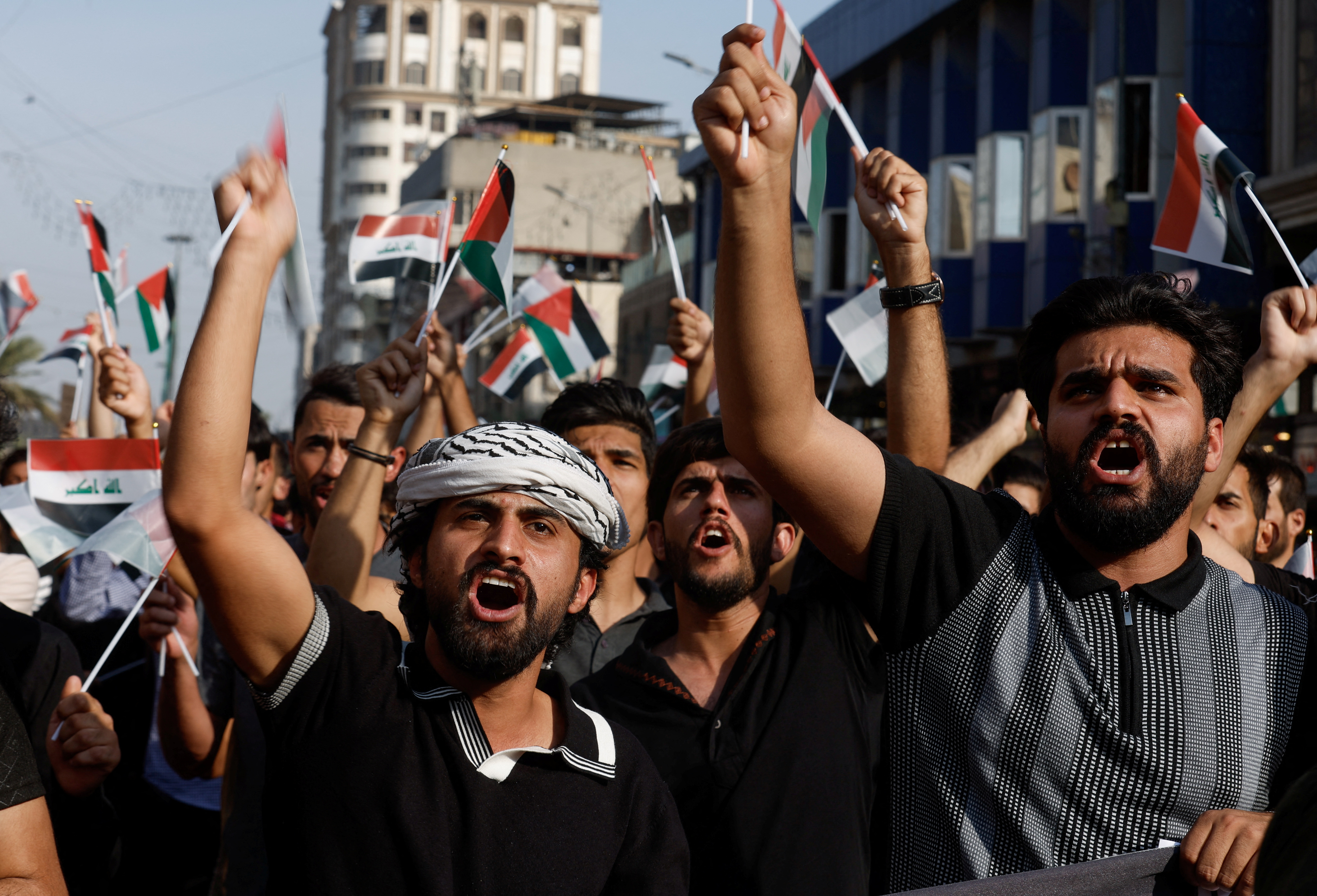 Protest in solidarity with Palestinians in Gaza, in Baghdad