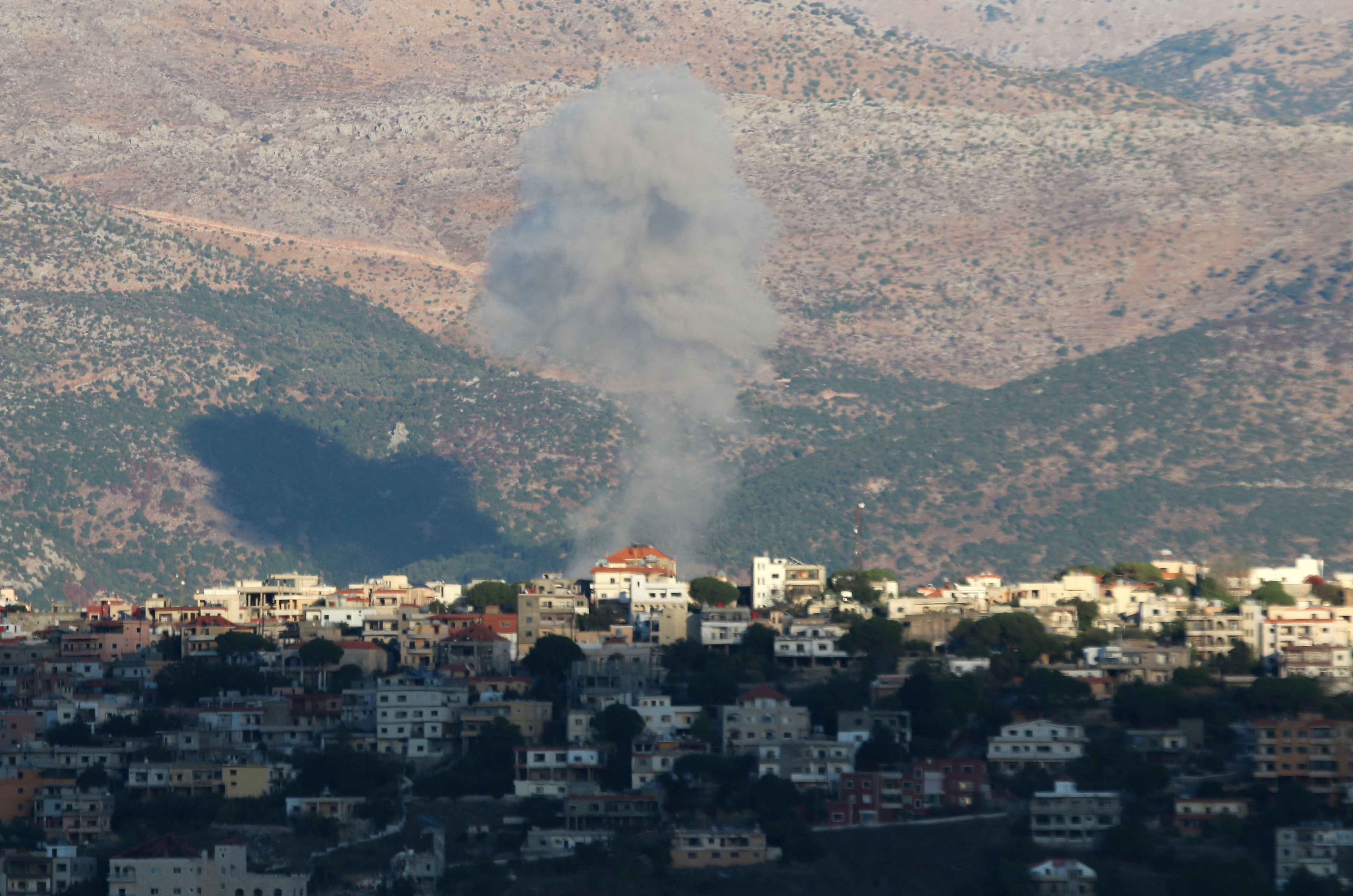 Smoke rises from the southern Lebanese town of Khiam