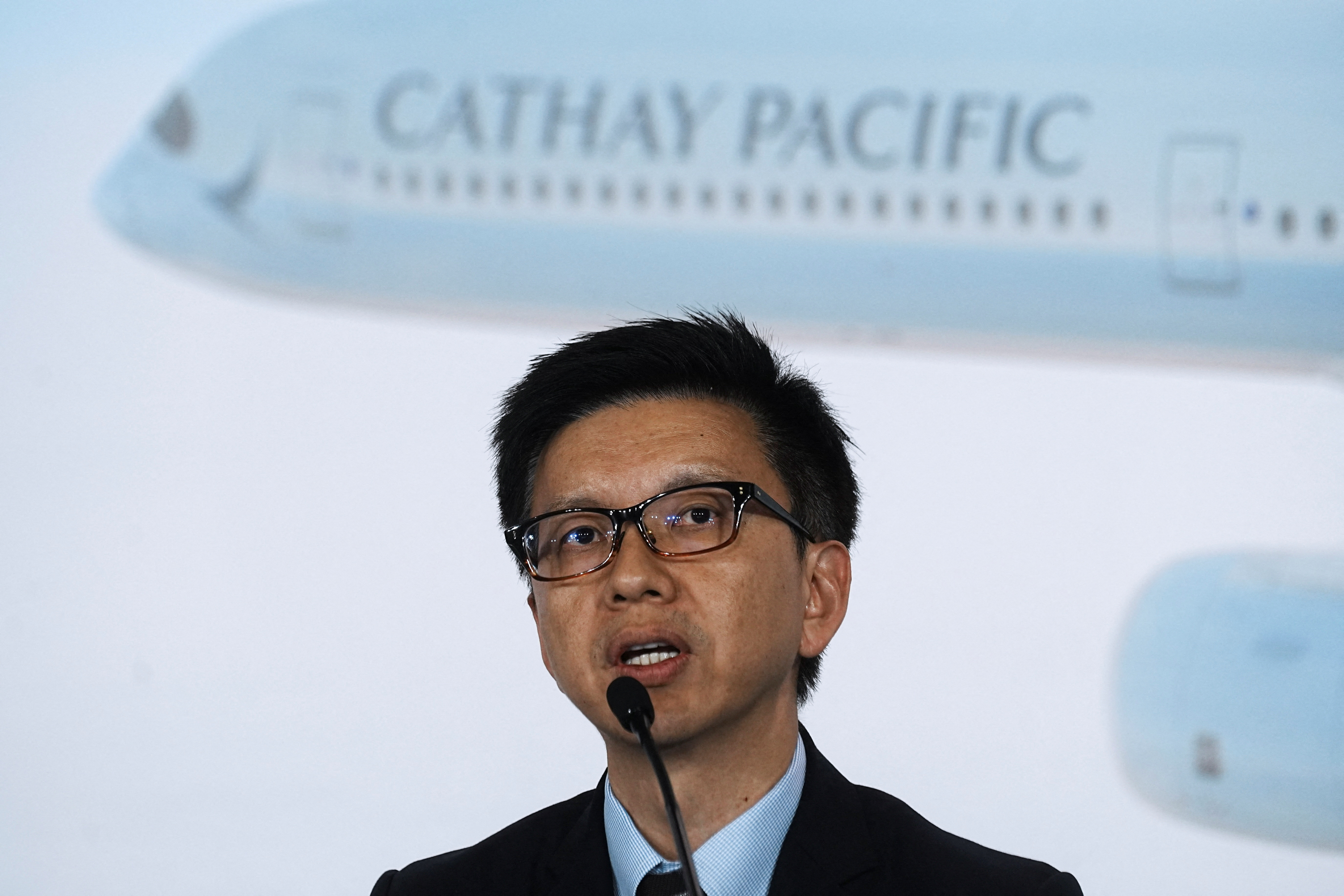 Cathay Pacific Airways Chief Executive Officer Ronald Lam speaks during a news conference in Hong Kong