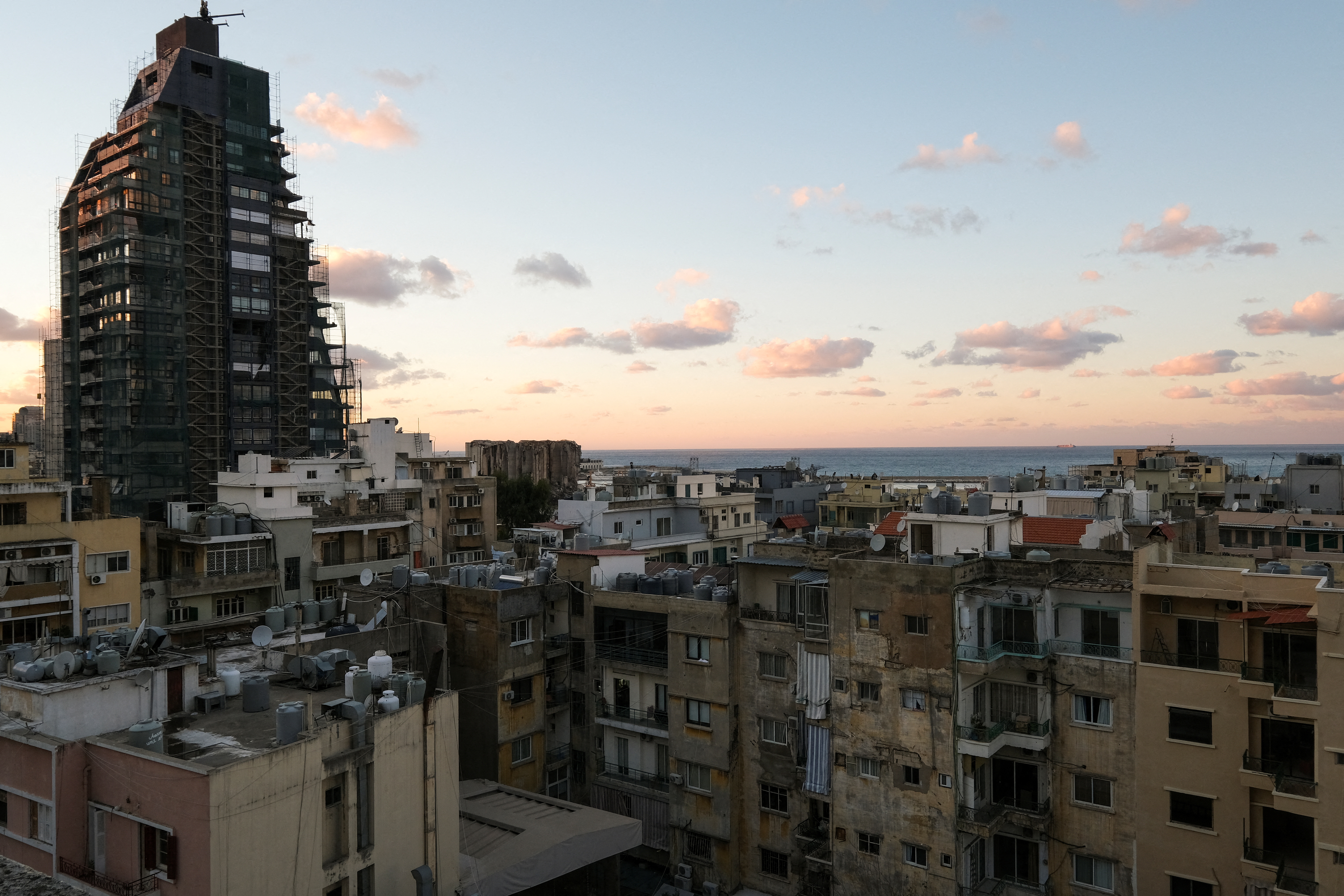 A general view shows residential buildings in Beirut