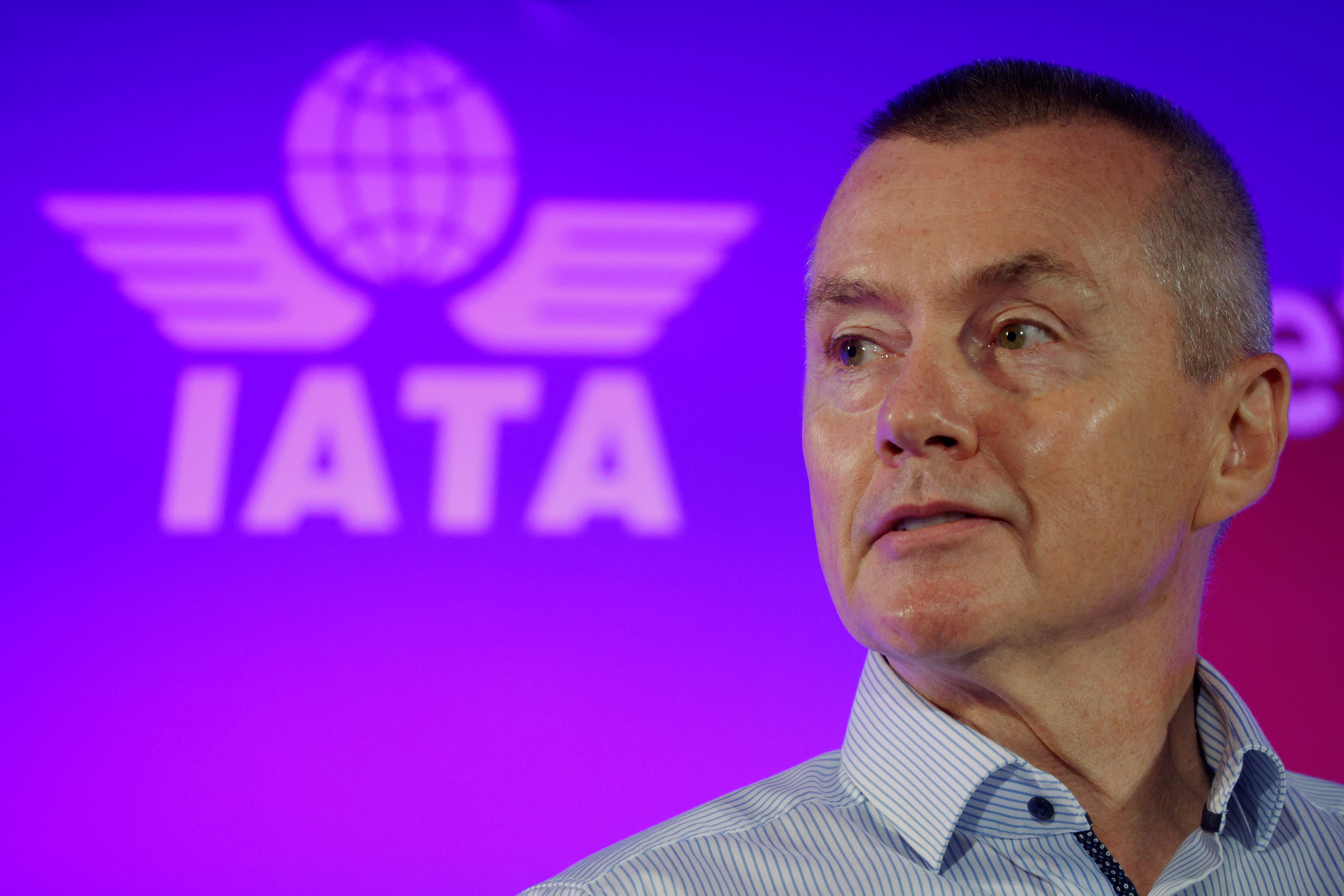 Willie Walsh, Director General of the International Air Transport Association, takes part in a panel discussion at the International Air Transport Association's (IATA) Annual General Meeting in Boston, Massachusetts, U.S., October 5, 2021. REUTERS/Brian Snyder/File Photo