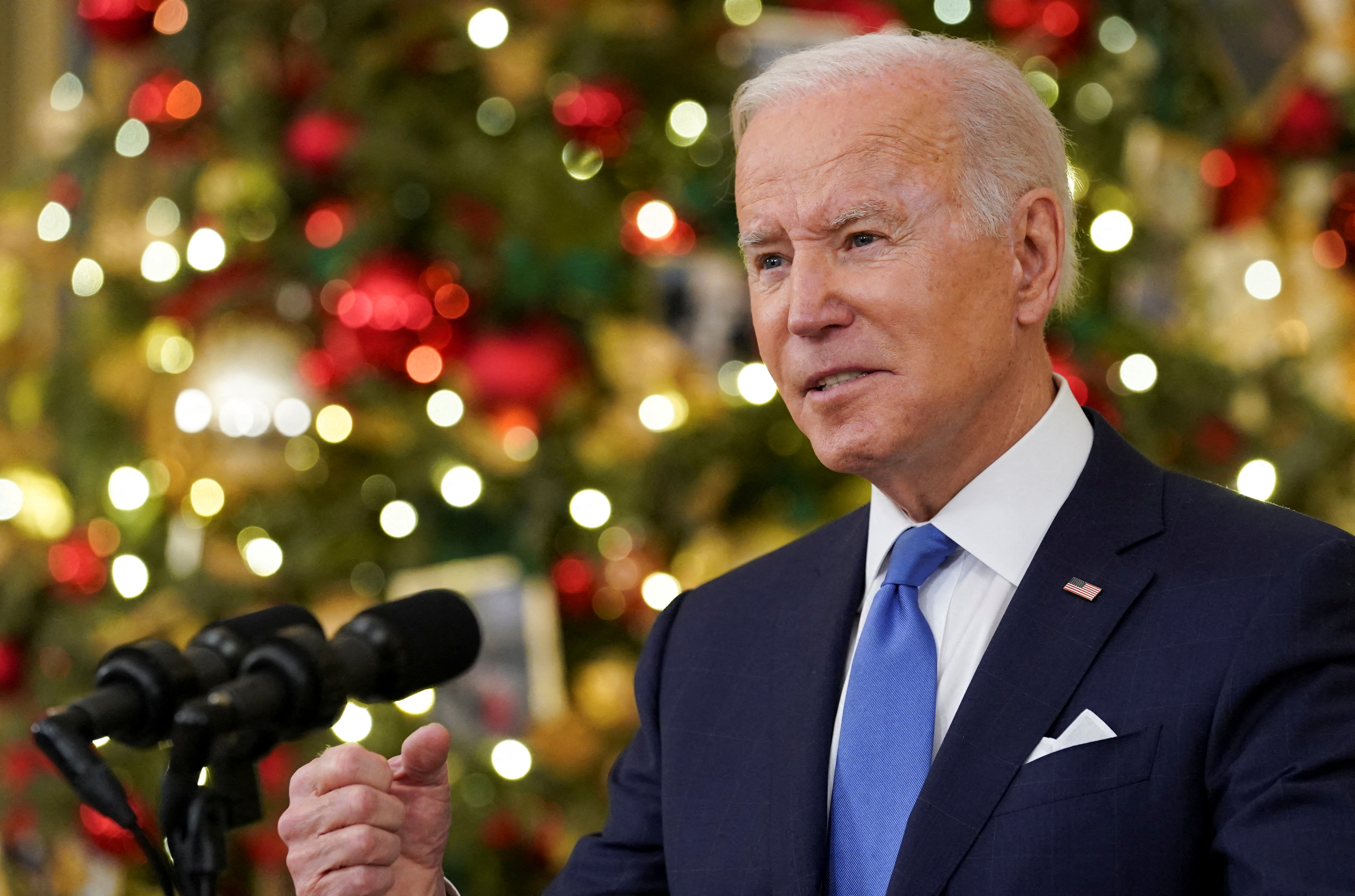 U.S. President Joe Biden speaks about the country's fight against COVID-19, in Washington