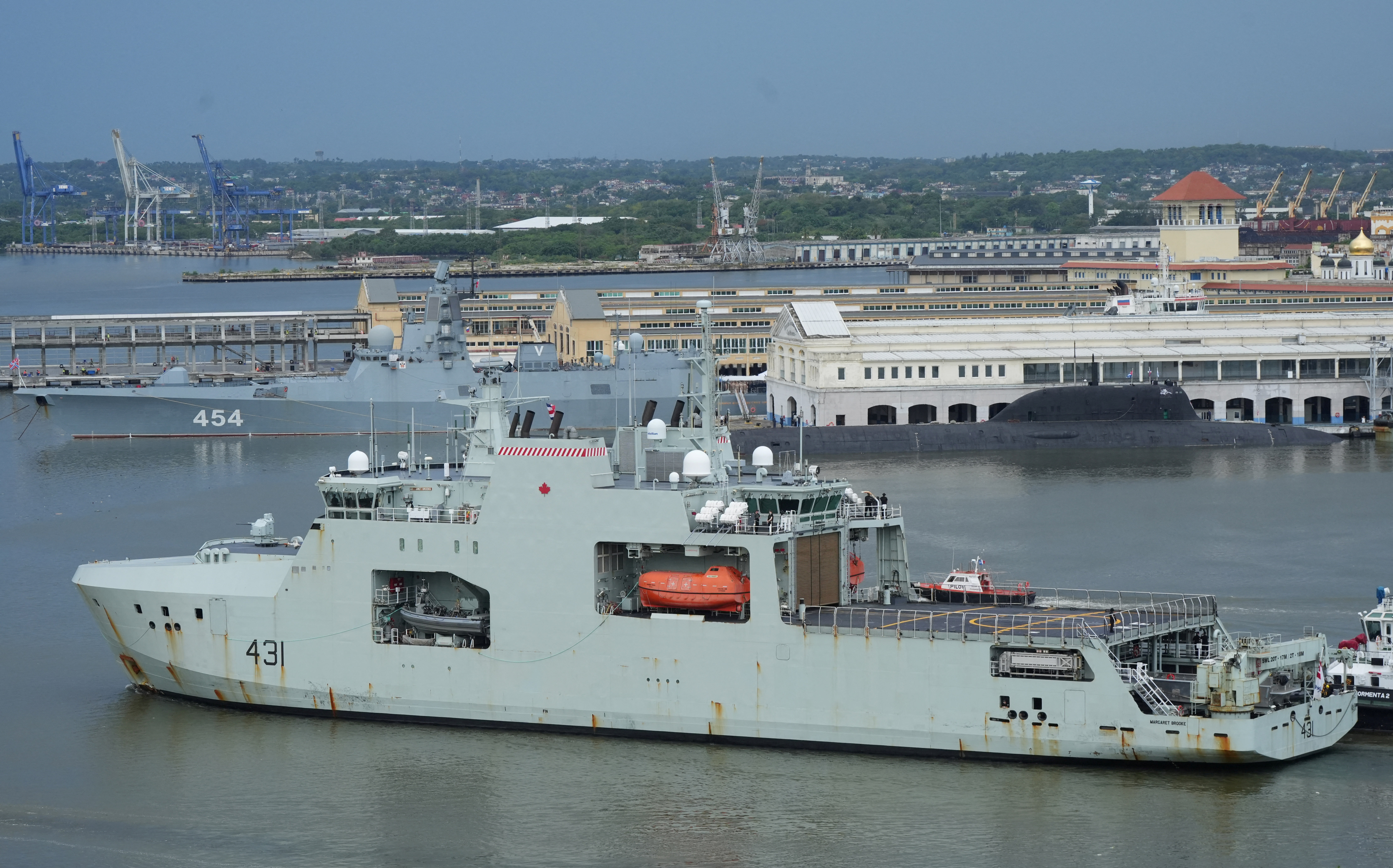Canadian navy patrol boat HMCS Margaret Brooke enters Havana's bay