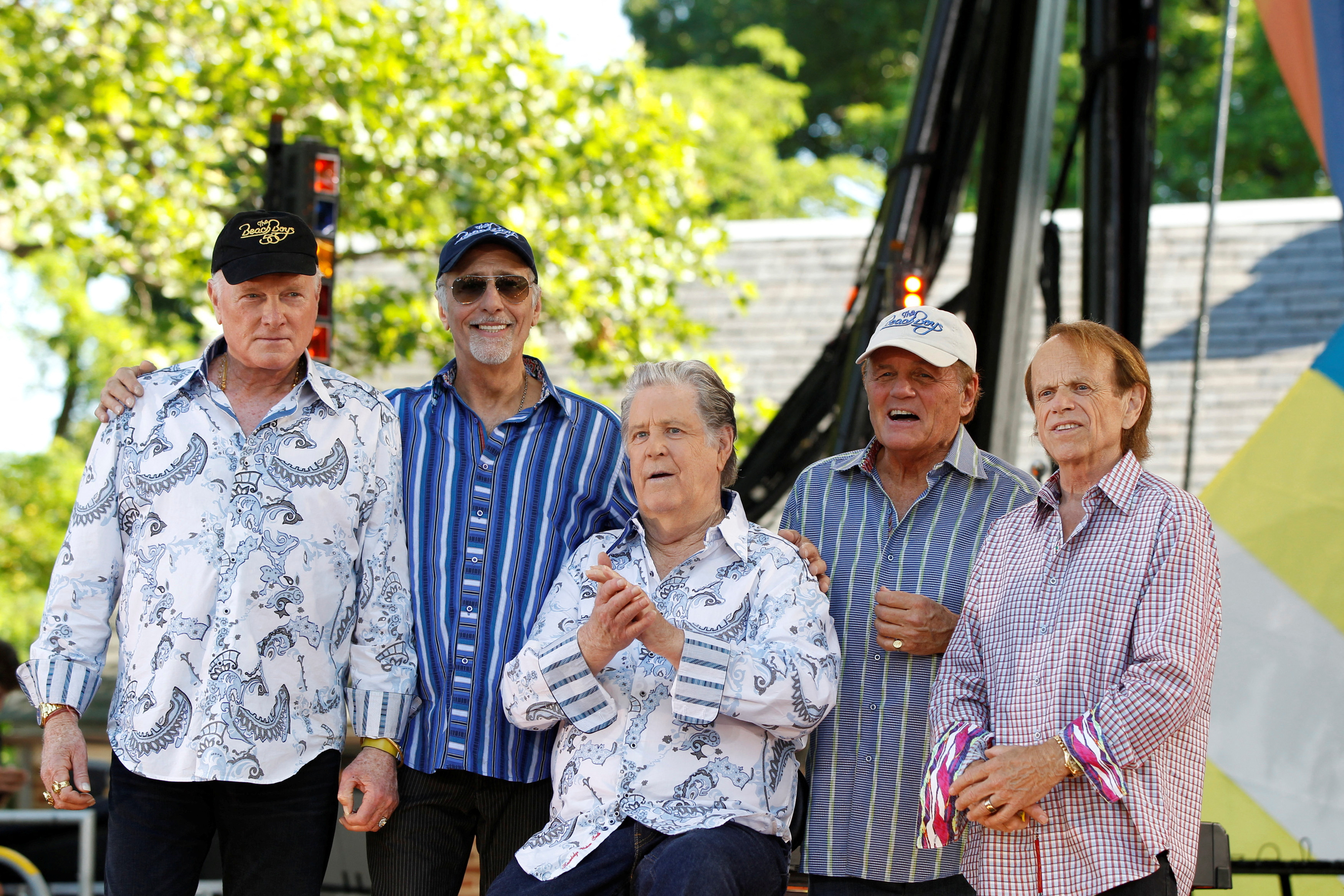 Members of Beach Boys pose for photo following a performance on ABC's Good Morning America in New York's Central Park