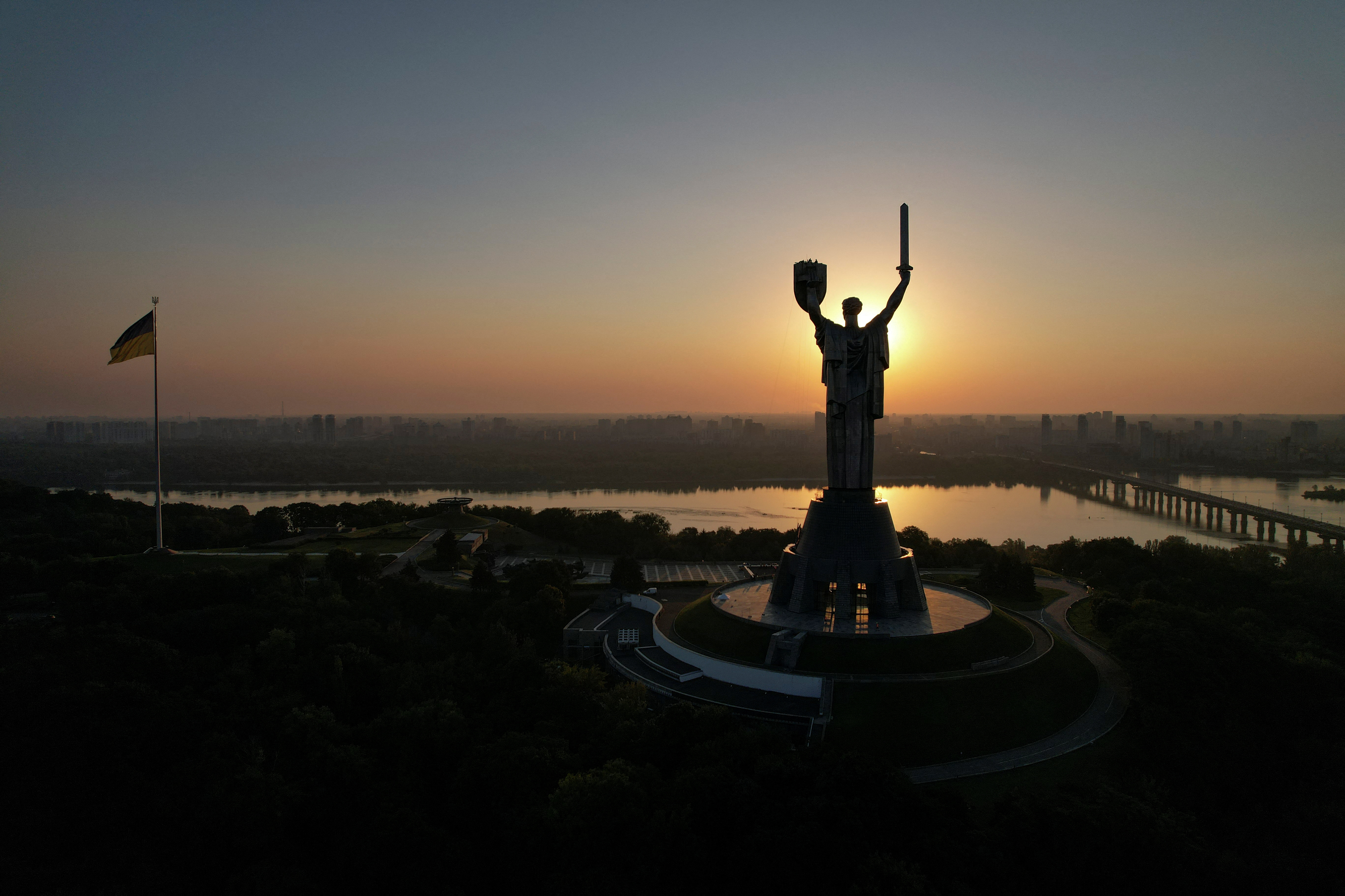 Ukraine replaces Soviet symbols on Kyiv's iconic Motherland