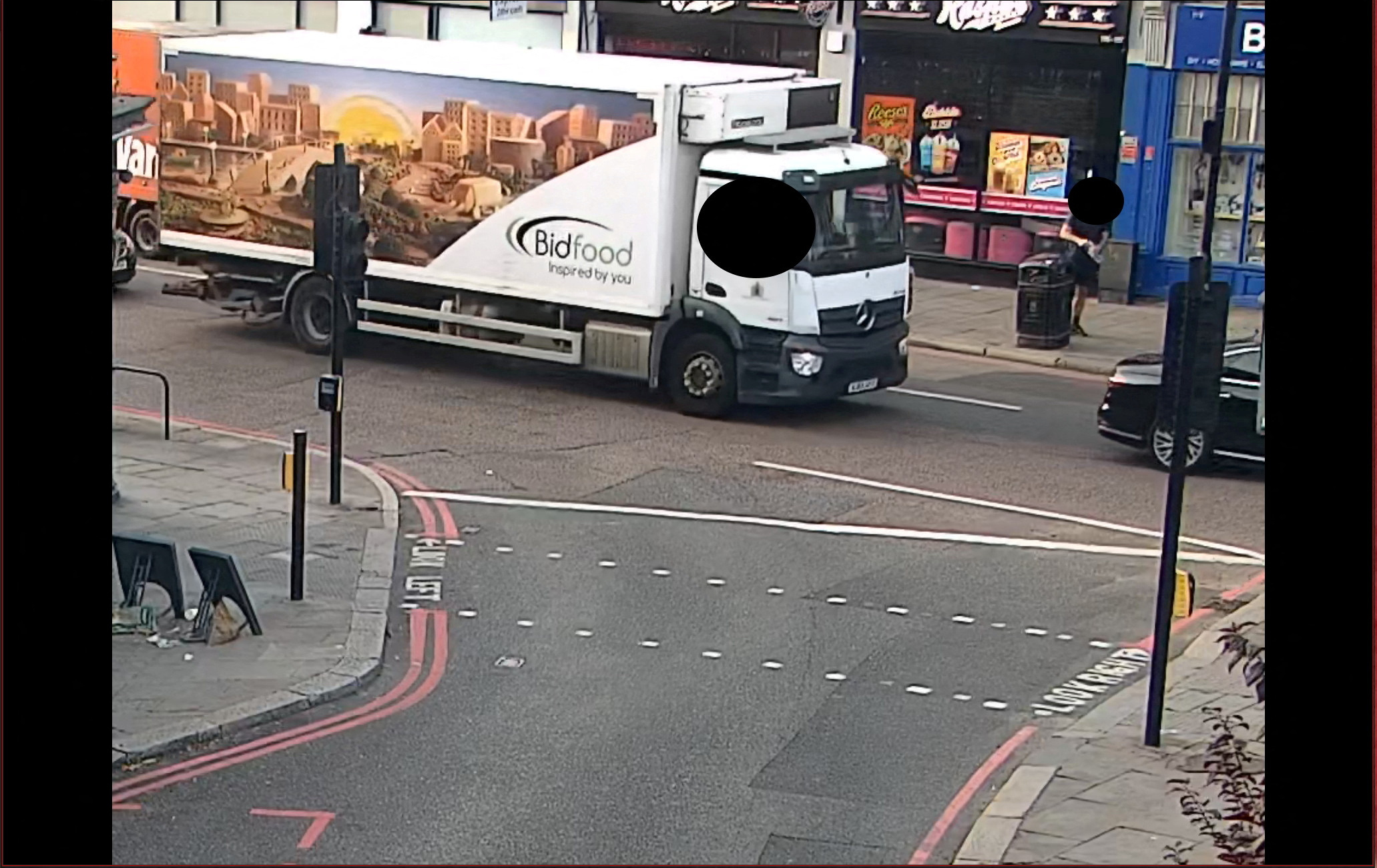 A CCTV image shows the lorry investigators believe was used in the escape of a soldier suspected of terrorism offences, in London