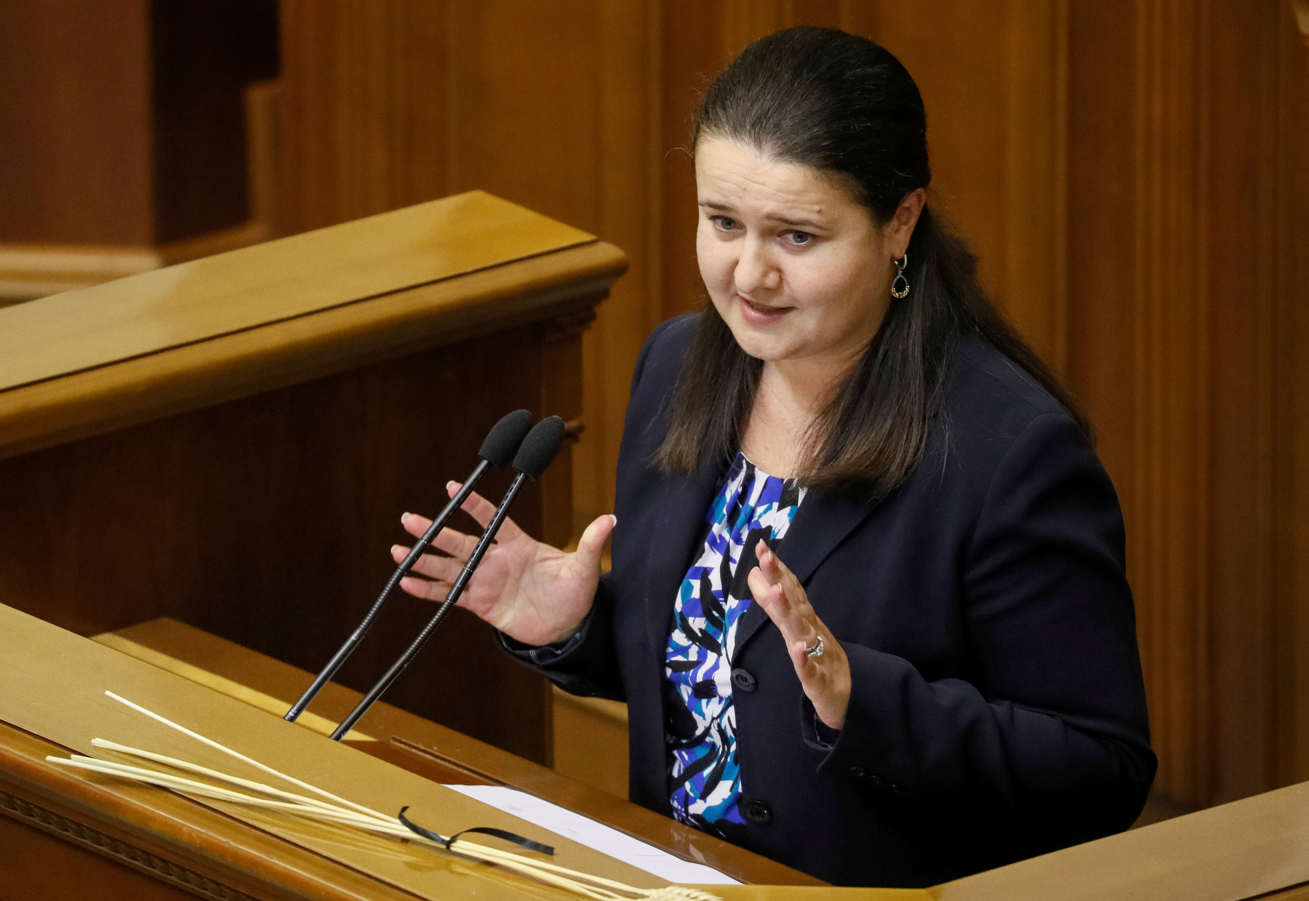 Newly-appointed Ukrainian Finance Minister Oksana Markarova attends a parliament session in Kiev