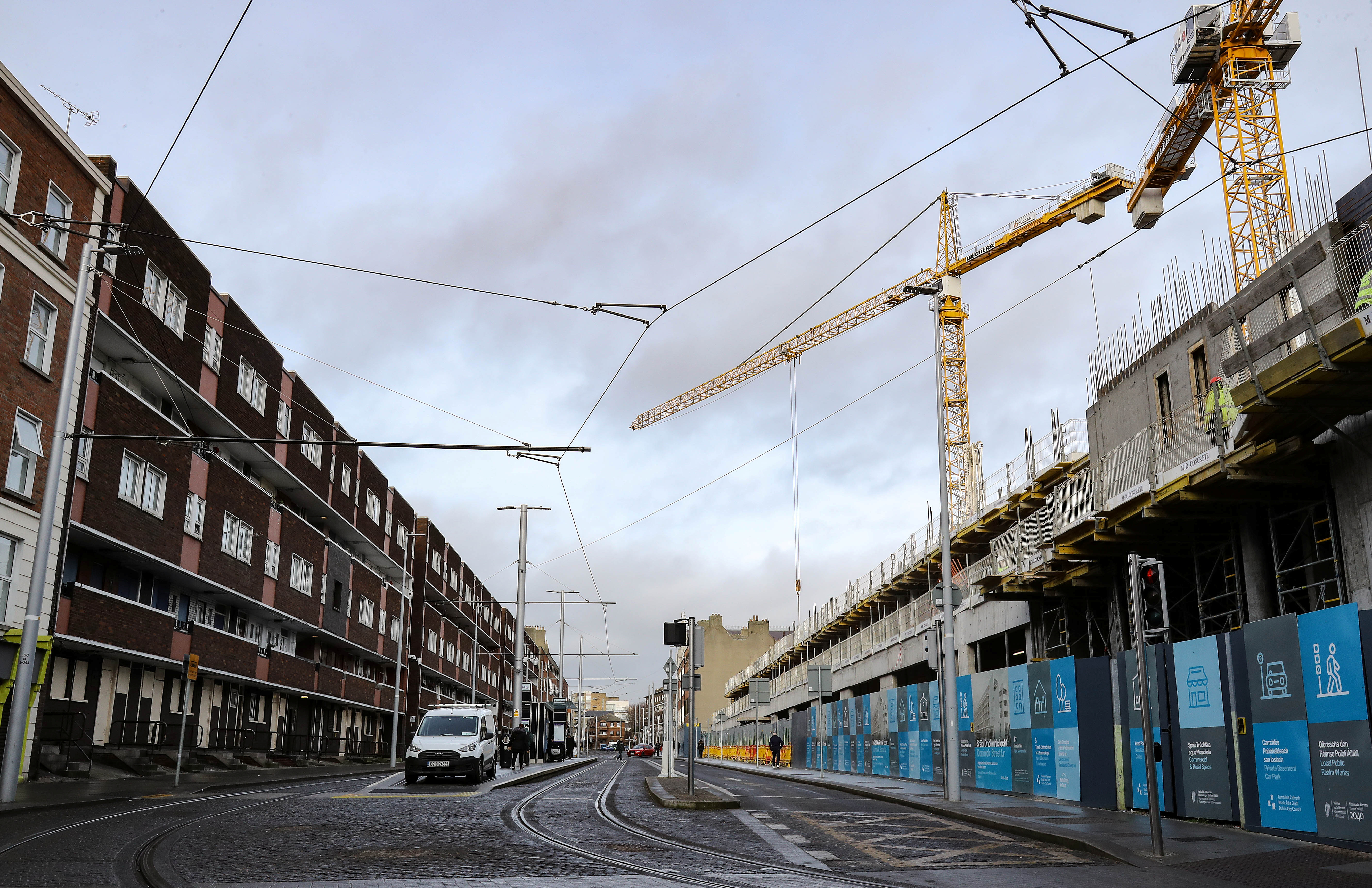 A new development under construction on Dominick Street Lower, faces old council flats in Dublin, Ireland January 30, 2020. REUTERS/Lorraine O'Sullivan