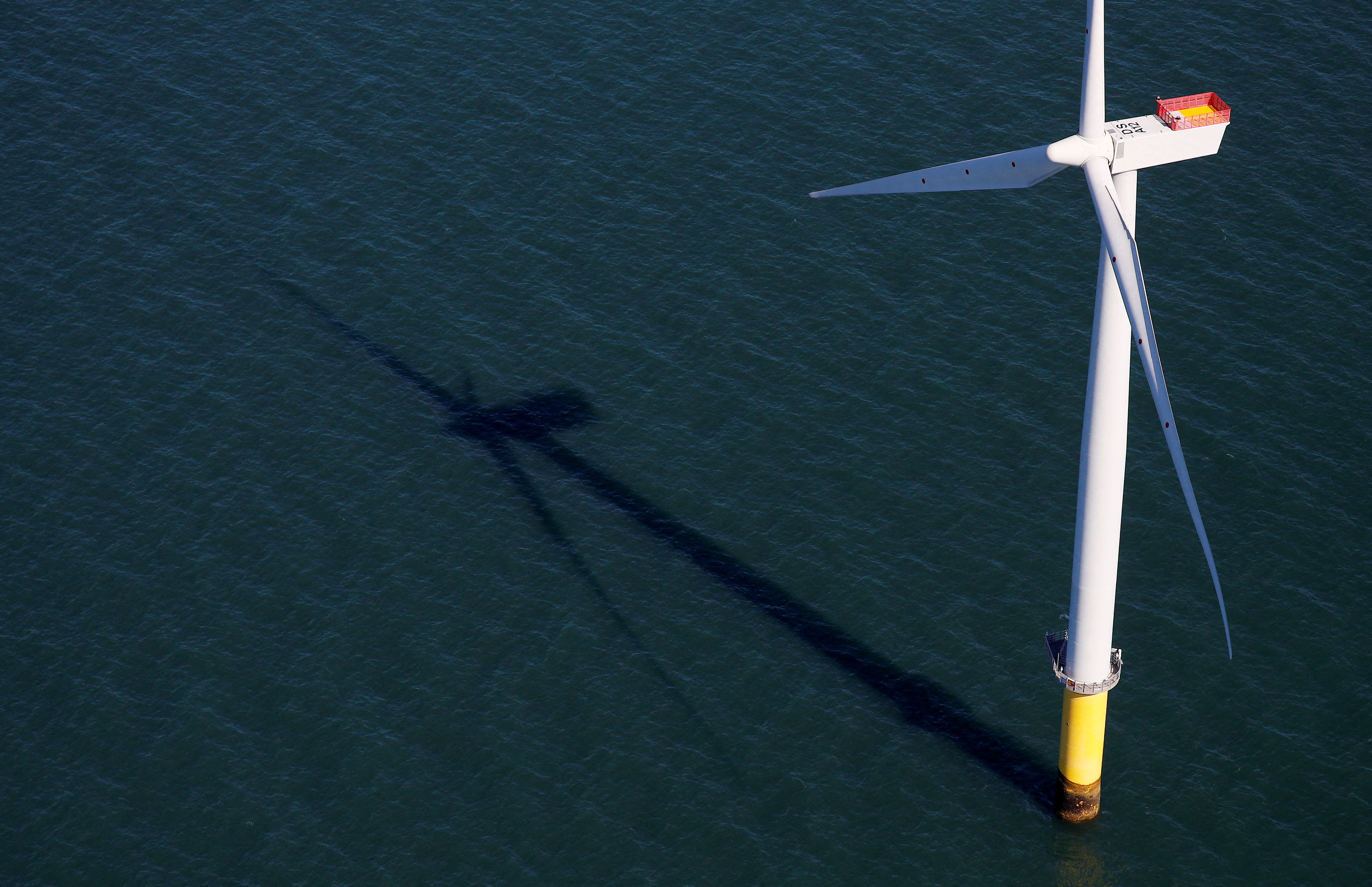 General view of the Walney Extension offshore wind farm operated by Orsted off the coast of Blackpool