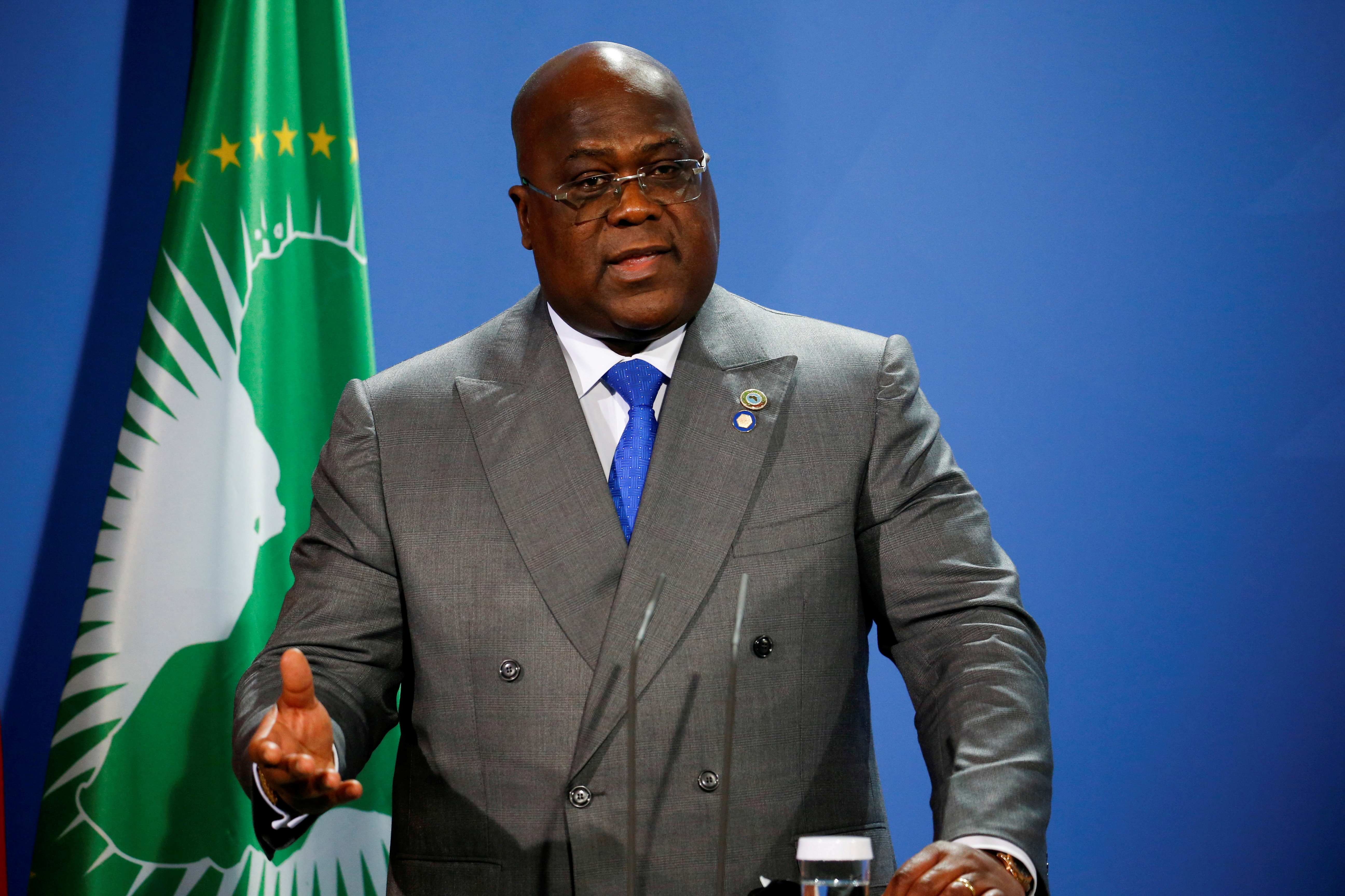 Felix Tshisekedi, President of the Democratic Republic of the Congo attends a news conference in Berlin