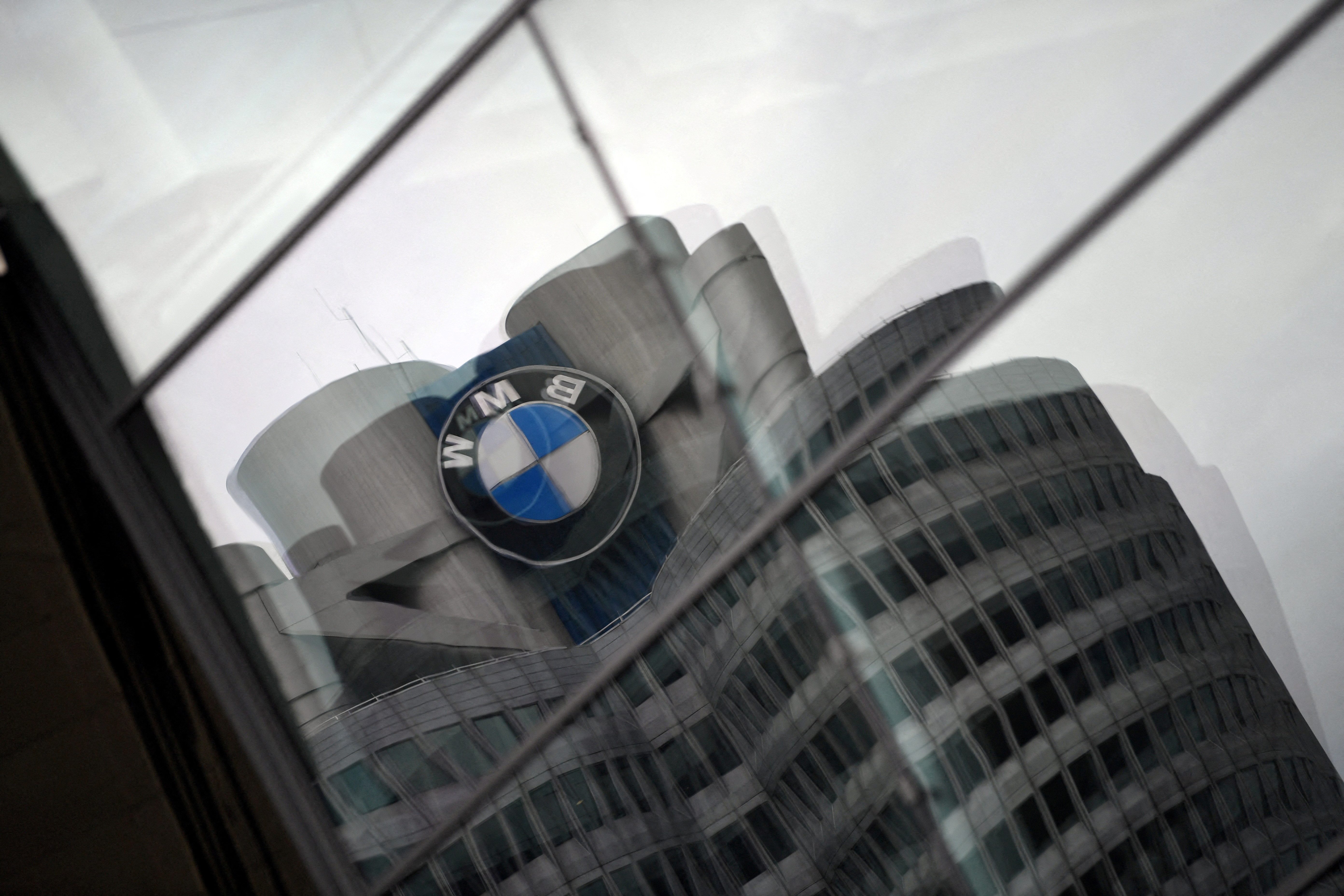 The logo of German car manufacturer BMW is seen at the company headquarters in Munich
