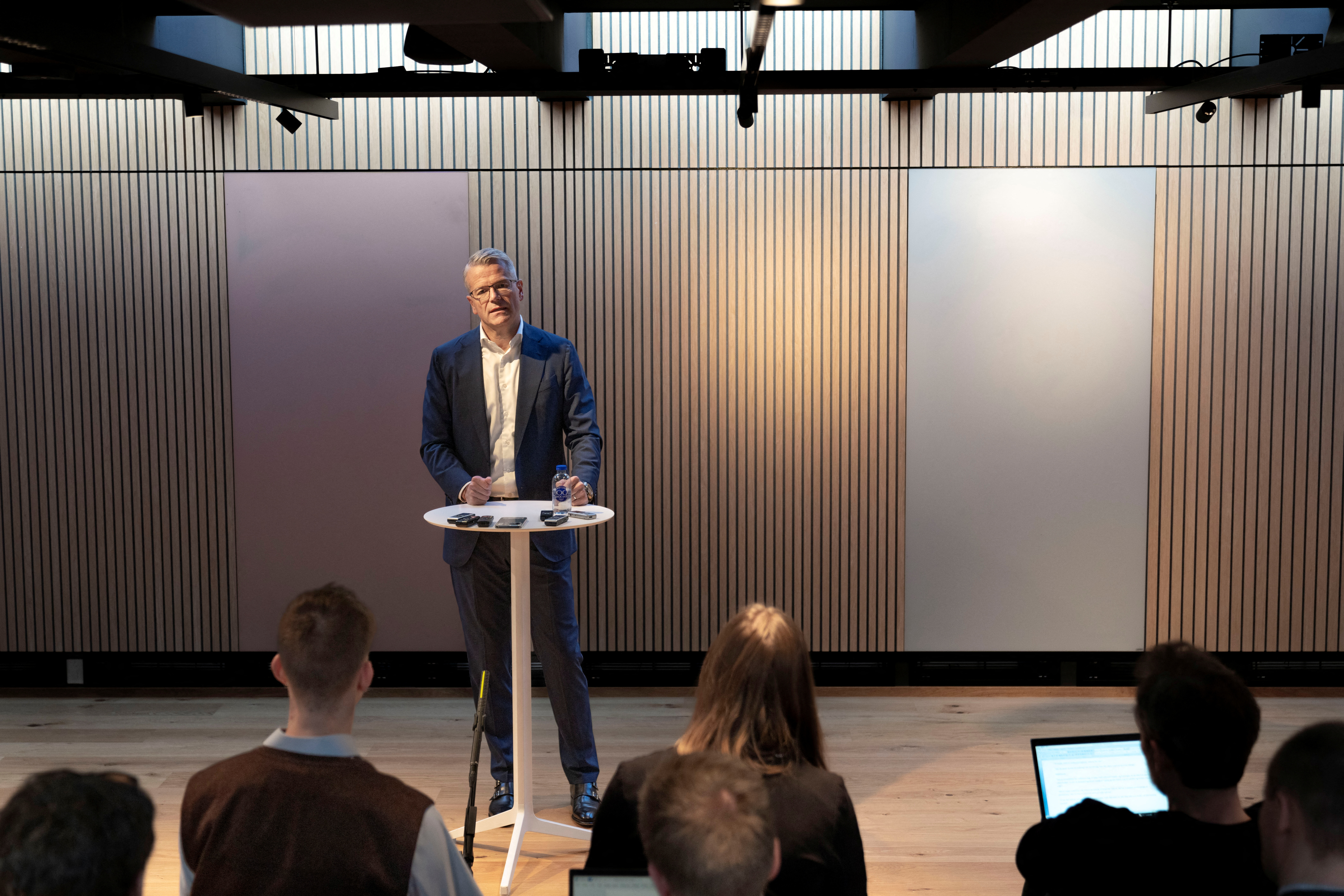 CEO of AP Moeller - Maersk Vincent Clerc attends a press conference, in Copenhagen
