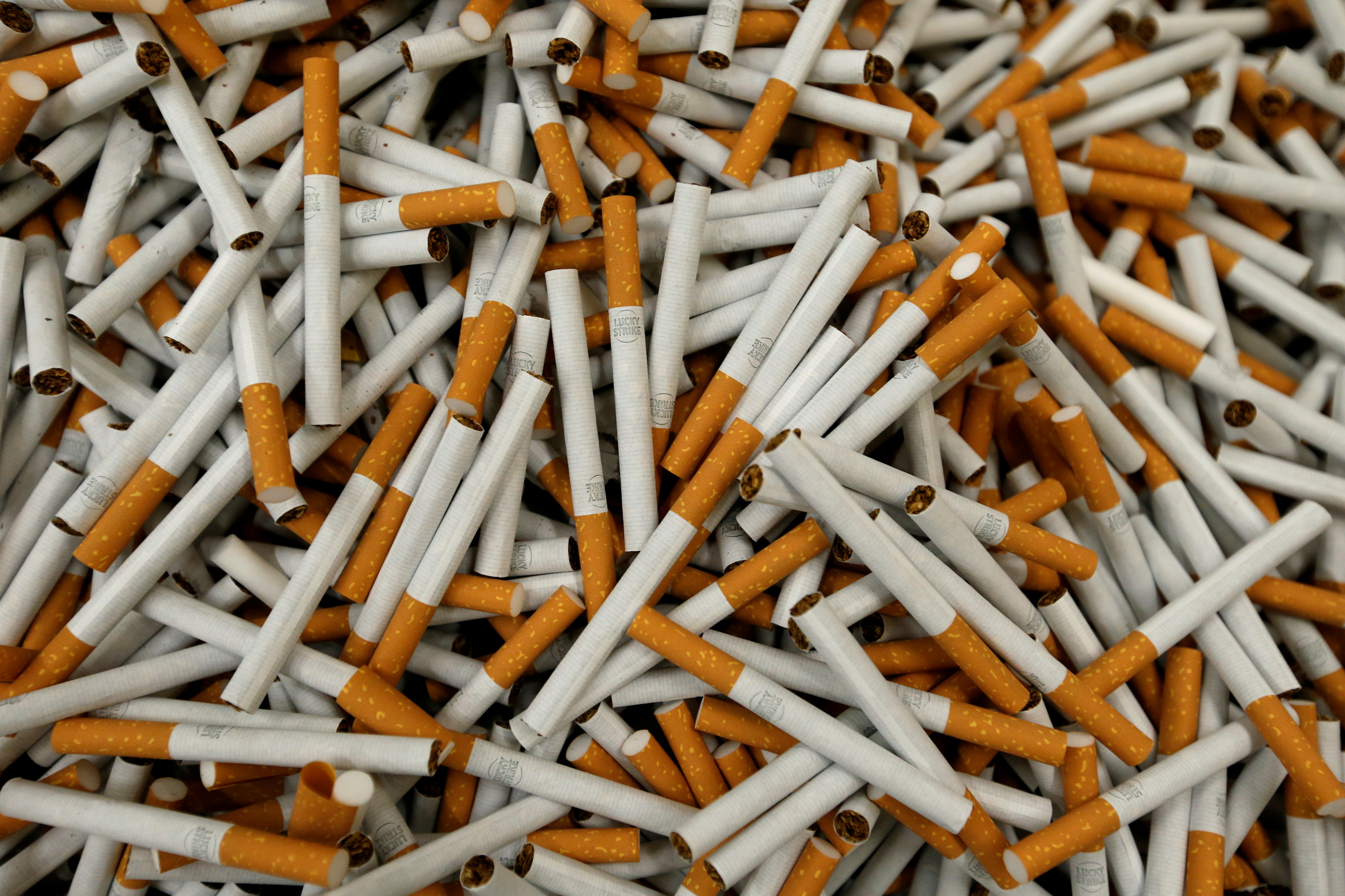 Lucky Strike cigarettes are seen during manufacturing process in BAT Cigarette Factory in Bayreuth